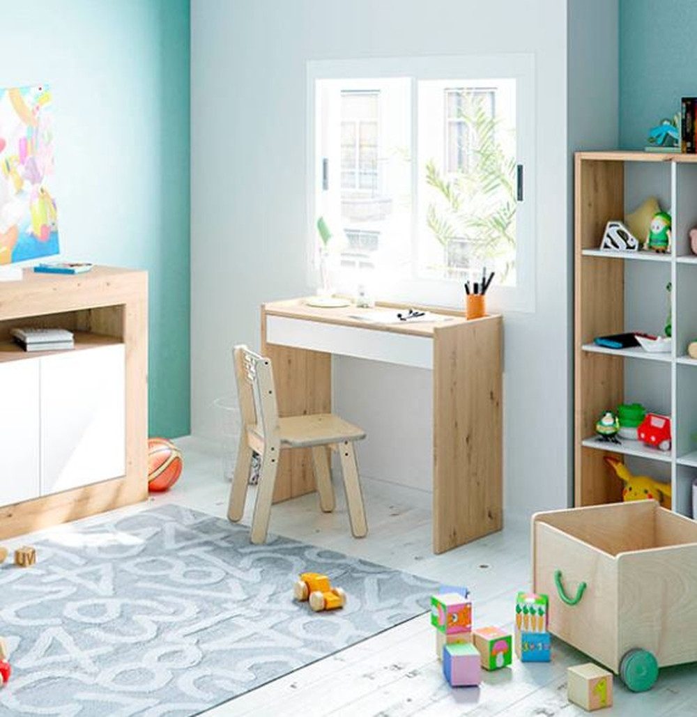 FORES HABITAT Kinderschreibtisch in Nodi-Eiche/Artik-Weiß - 82x77x40 (BxHxT)