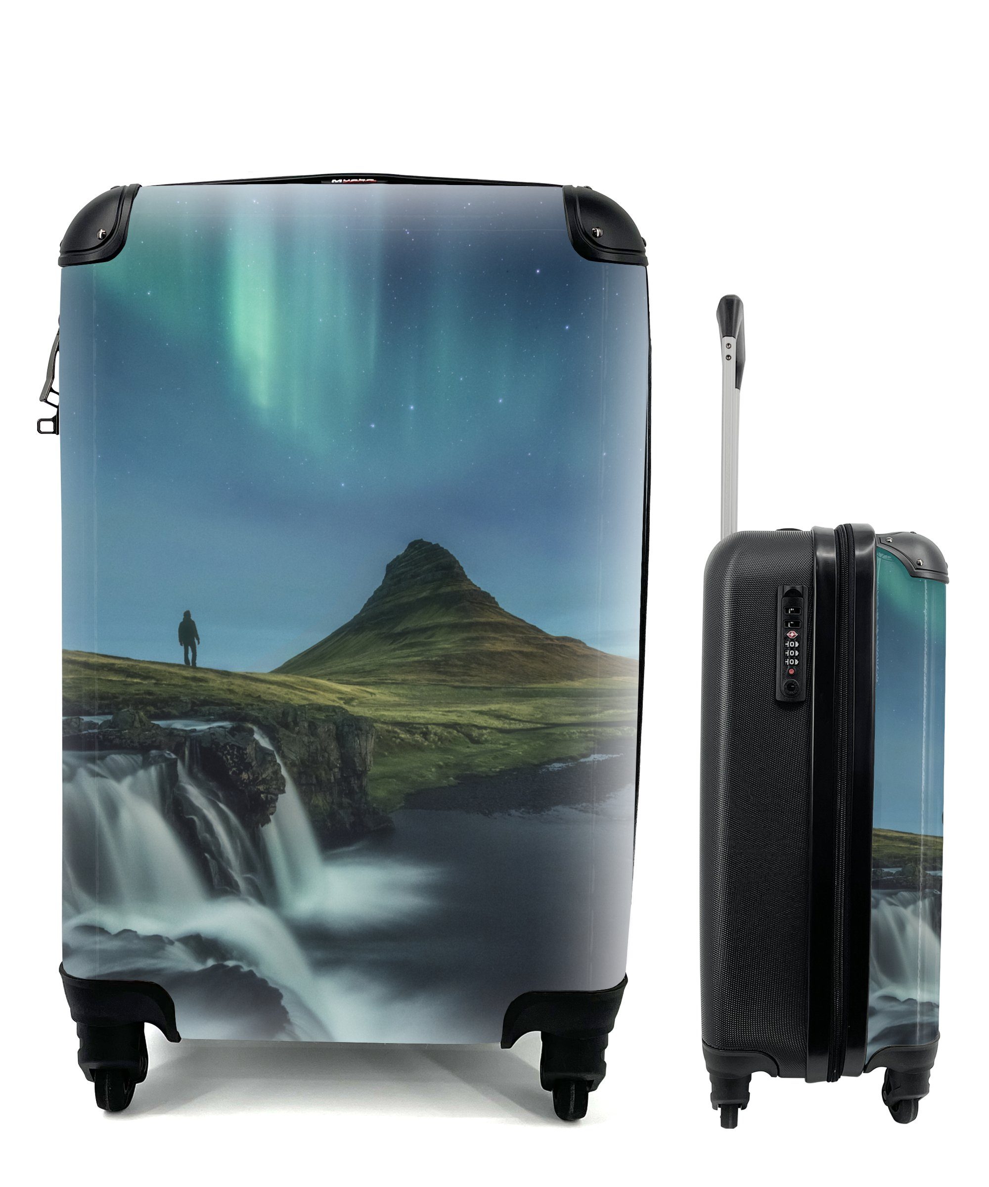 den Reisetasche für Rollen, mit 4 Tourist MuchoWow Handgepäckkoffer Nordlichtern, rollen, bei Ferien, Trolley, Reisekoffer Handgepäck