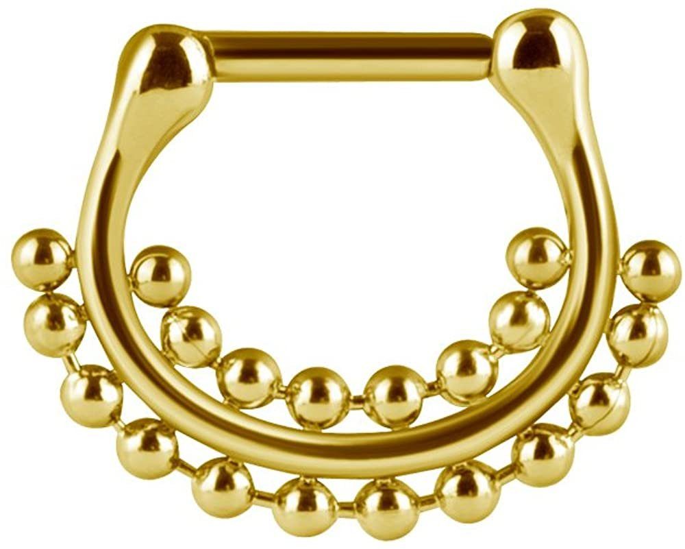 Karisma Piercing-Set Karisma Septum Clicker Piercing-2 Ring Kugelkette Nasenpiercing Edelstahl 316L 1,2x8mm - Gold