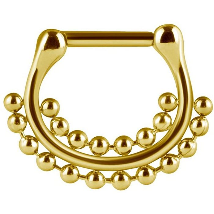 Karisma Piercing-Set Karisma Septum Clicker Piercing-2 Ring Kugelkette Nasenpiercing Edelstahl 316L 1 2x8mm - Gold