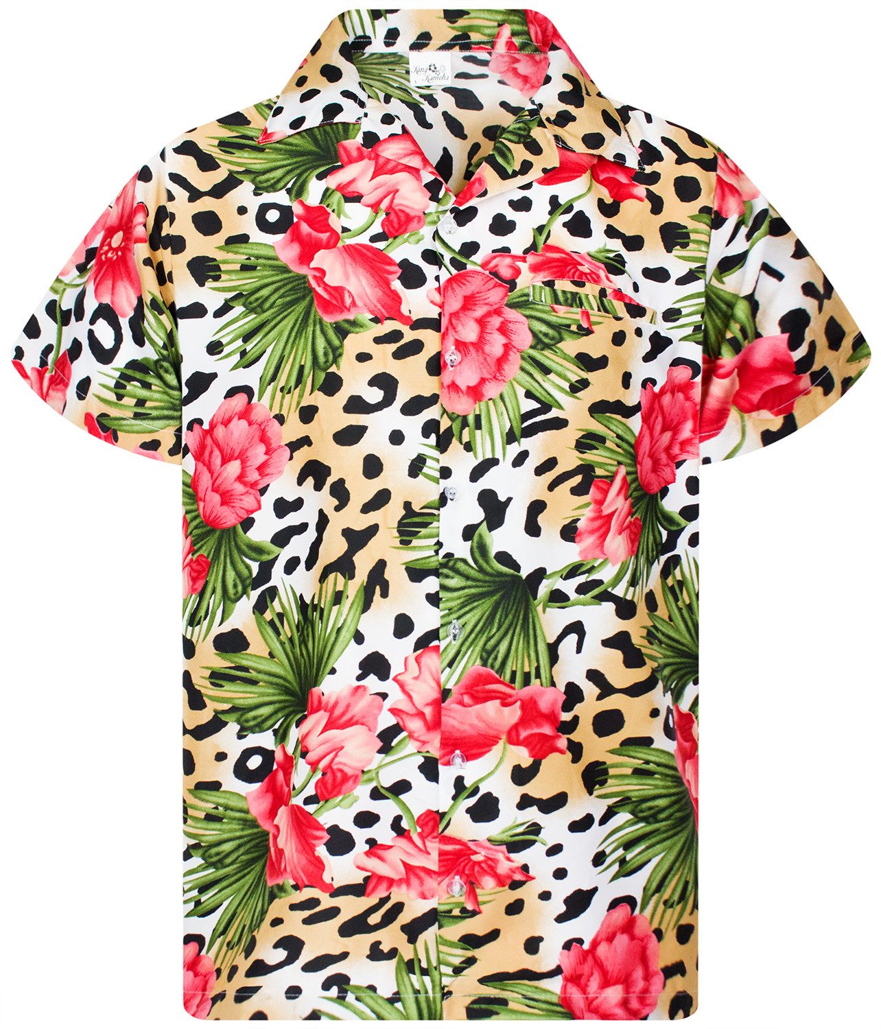 King Kameha Hawaiihemd Leopard Flowers Funky Hawaii-Hemd Herren Kurzarm Fro günstig online kaufen