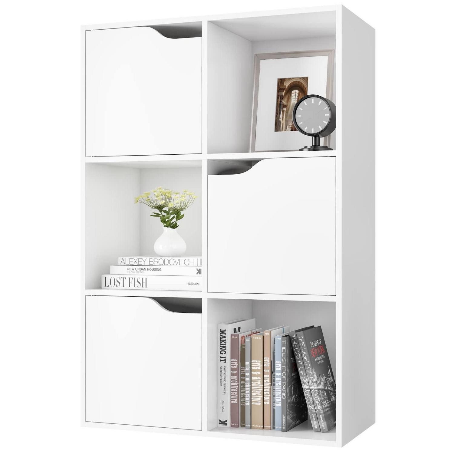 LuxusKollektion Bücherregal Bücherregal 3 Türen 6 Fächer 60x29x90cm Weiß