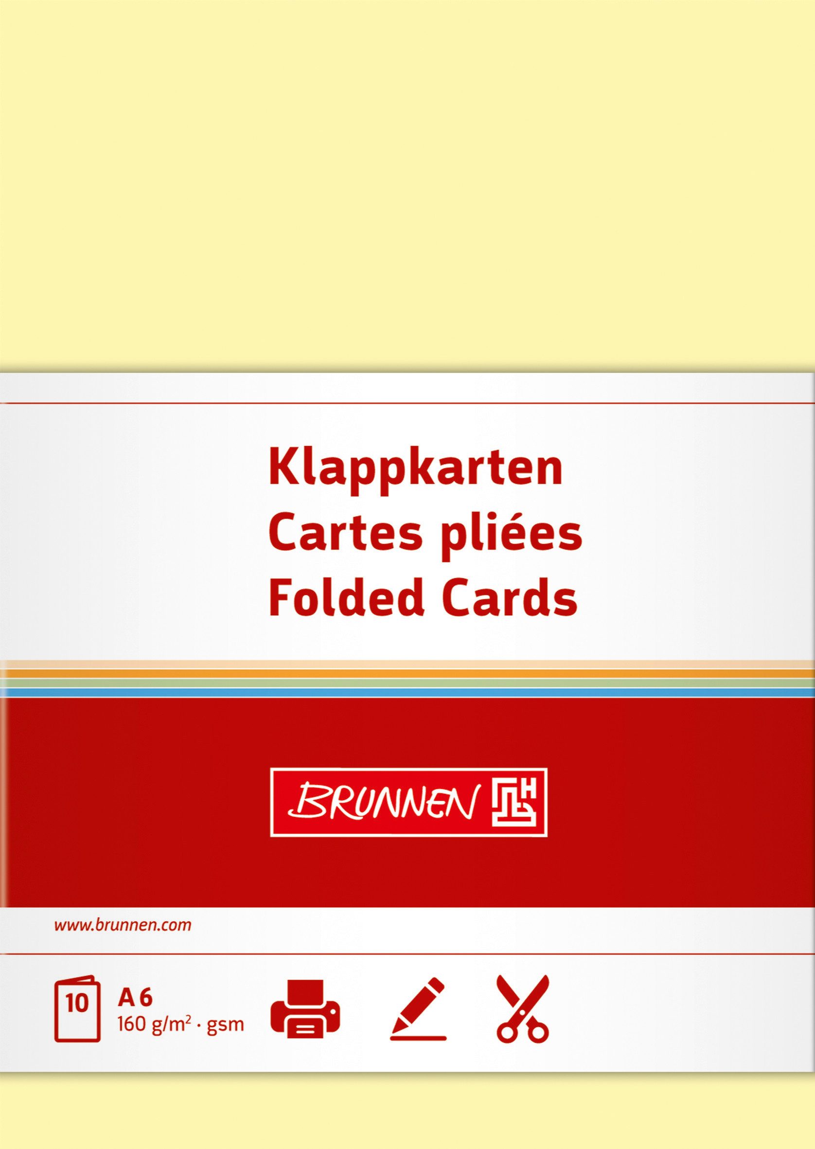 BRUNNEN Grußkarten Klappkarte A6 160g hellgelb 10Karte