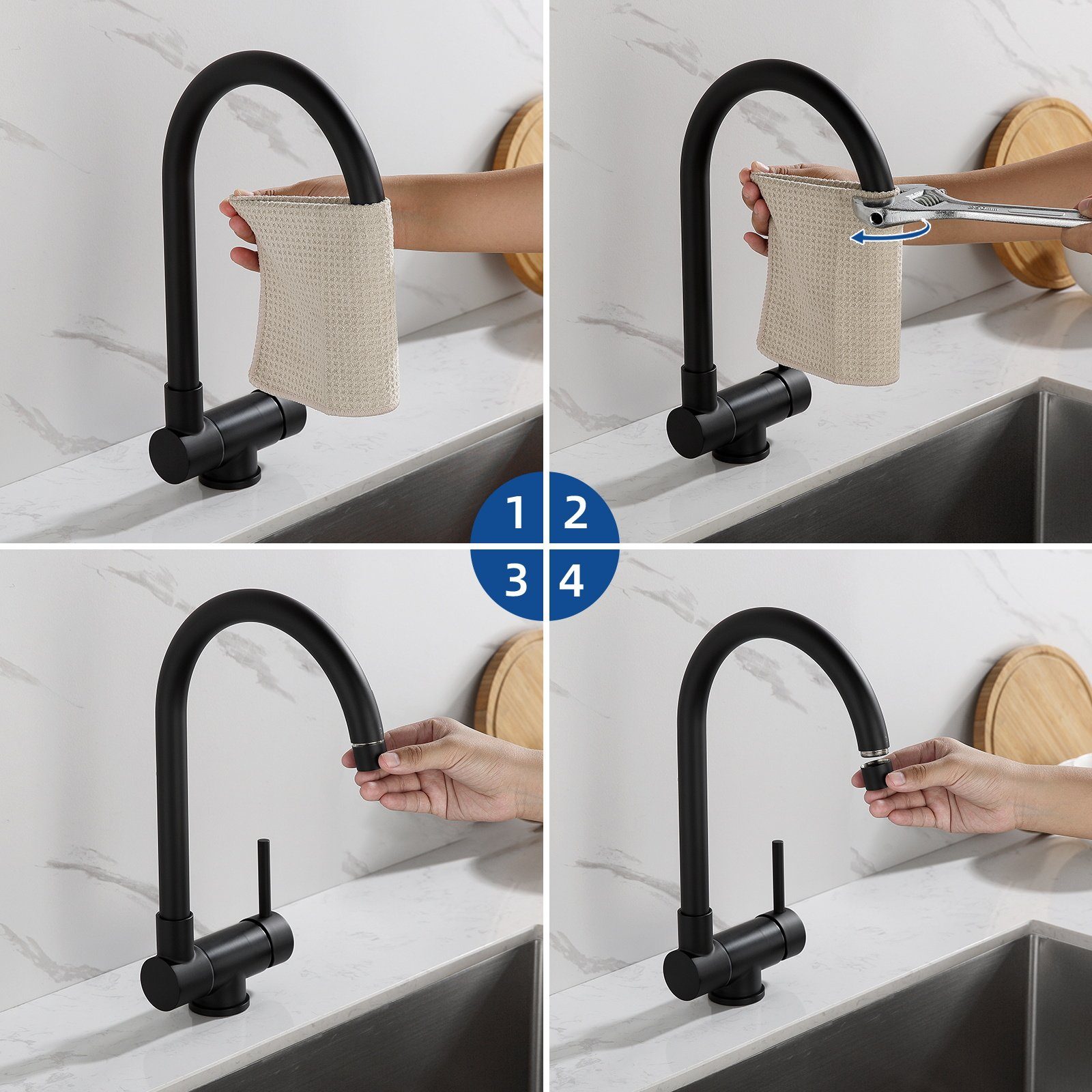 Küchenarmatur Klappbar Hochdruck Auralum Schwarz Küchenarmatur 180° Vorfenster Küche Wasserhahn