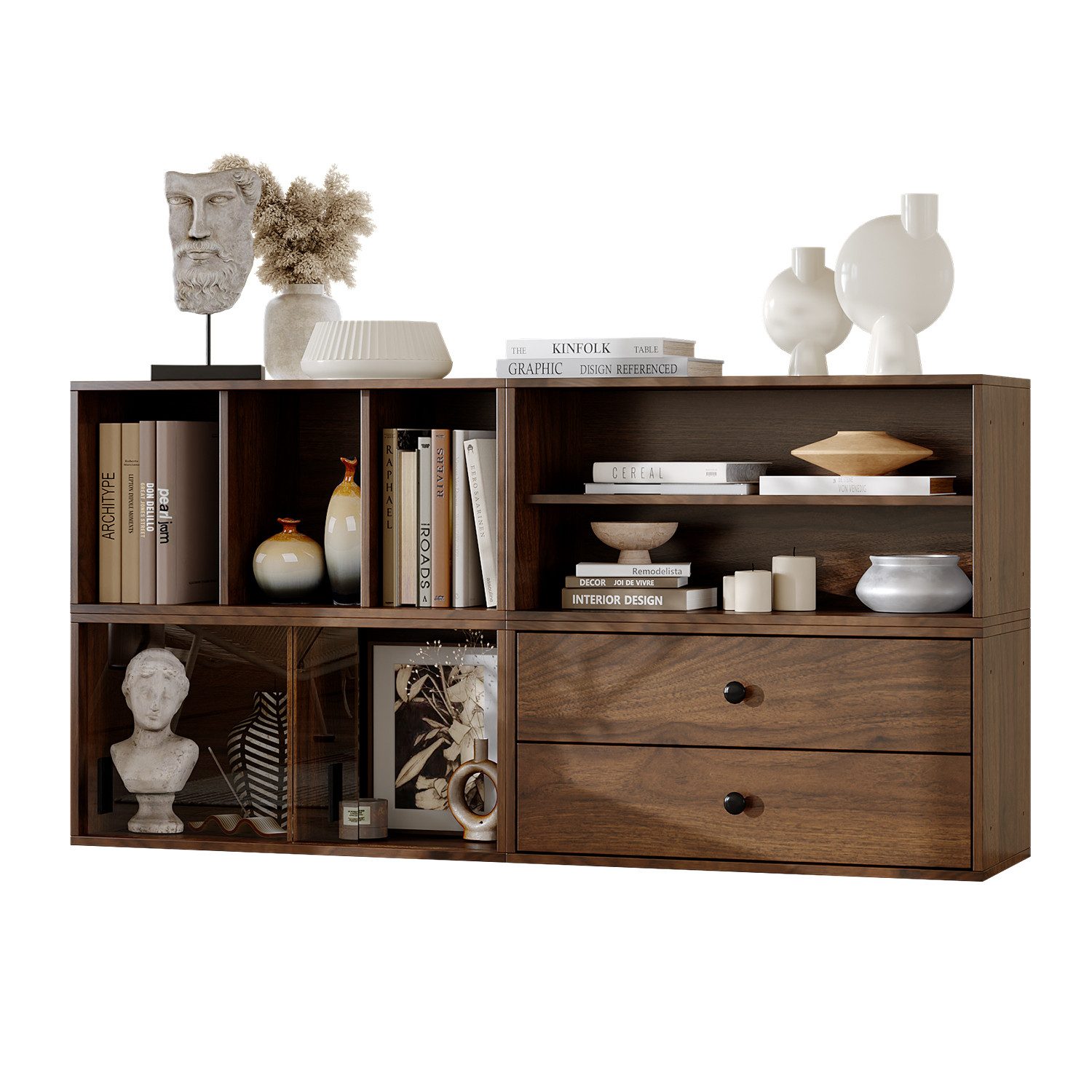 FUFU&GAGA Lowboard Modulares Aufbewahrungsregal, Braun, MDF, günstig online kaufen