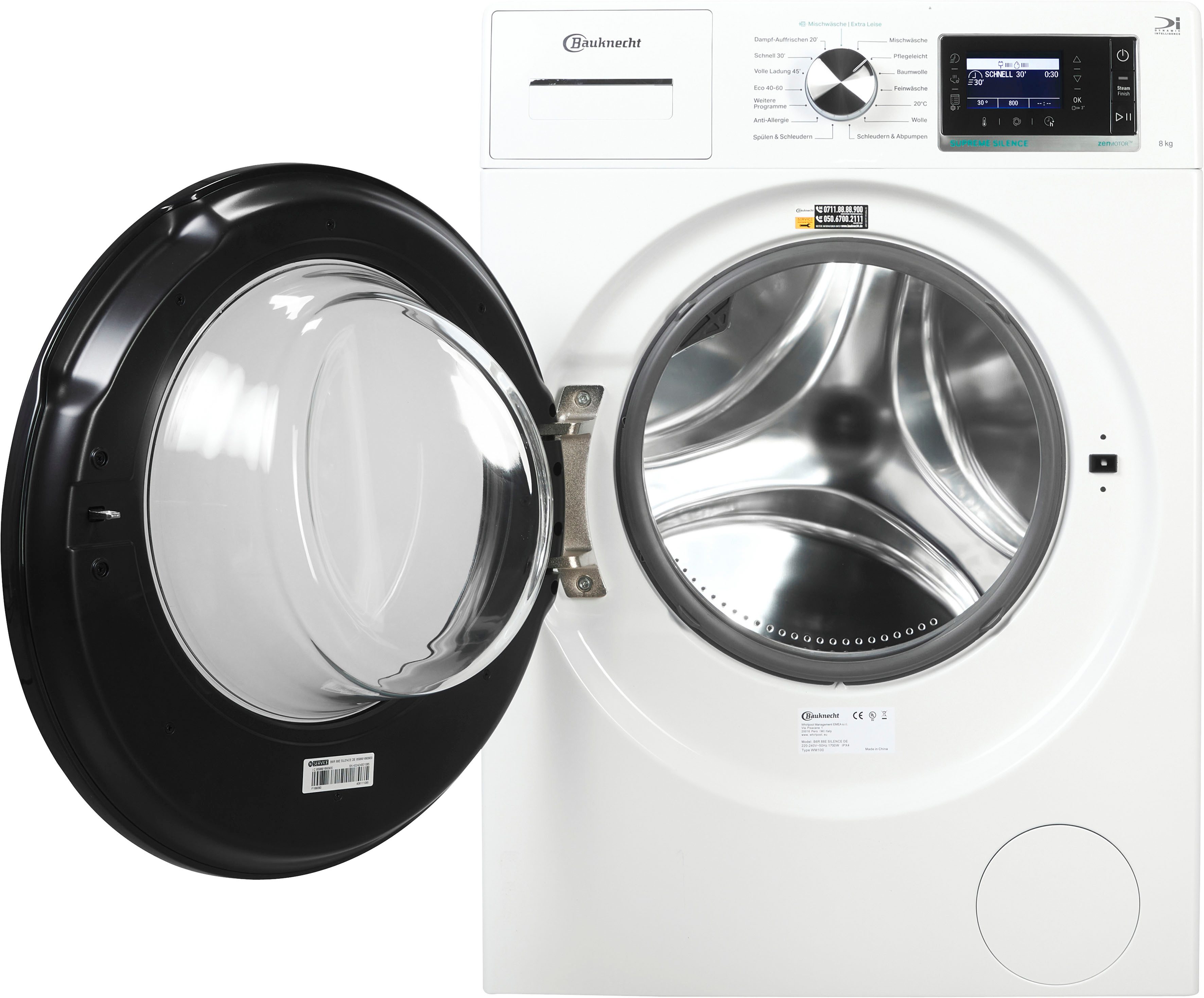 BAUKNECHT Waschmaschine B6R 88E SILENCE DE, 8 kg, 1400 U/min, Silence-Technologie sorgt für einen besonders leisen Waschgang – Bild 2 von 5
