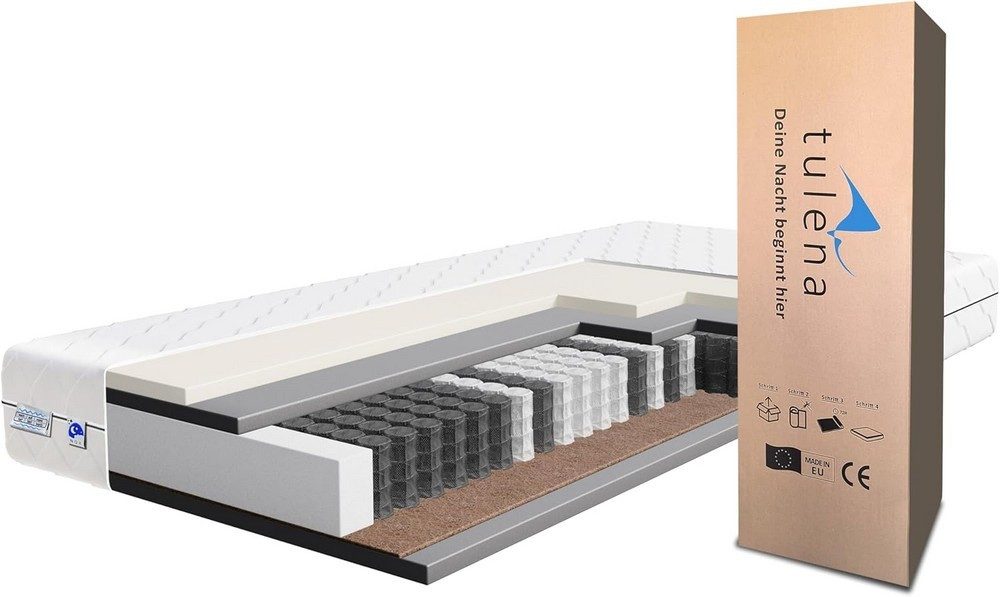Taschenfederkernmatratze orthopädische 7-Zonen, zwei unterschiedlich feste Liegeseiten, TULENA, Wendematratze, Größe: 100 x 200 cm, H1 + H2 Basic