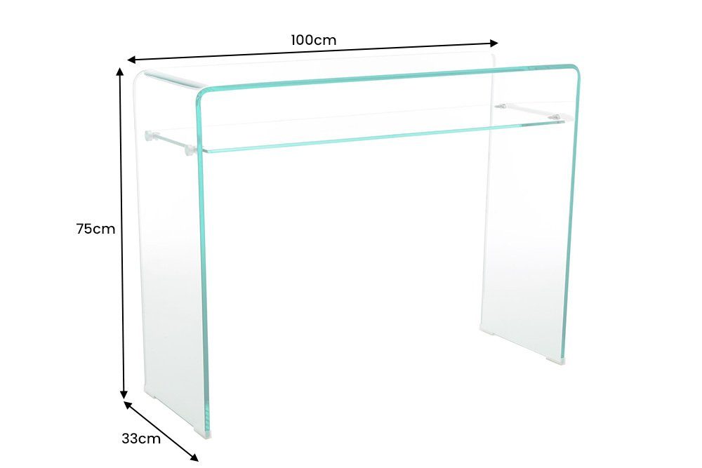 Wohnzimmer mit Design eckig Modern 100cm FANTOME · Konsolentisch 1-St), Glas riess-ambiente · · (Einzelartikel, · transparent Ablage