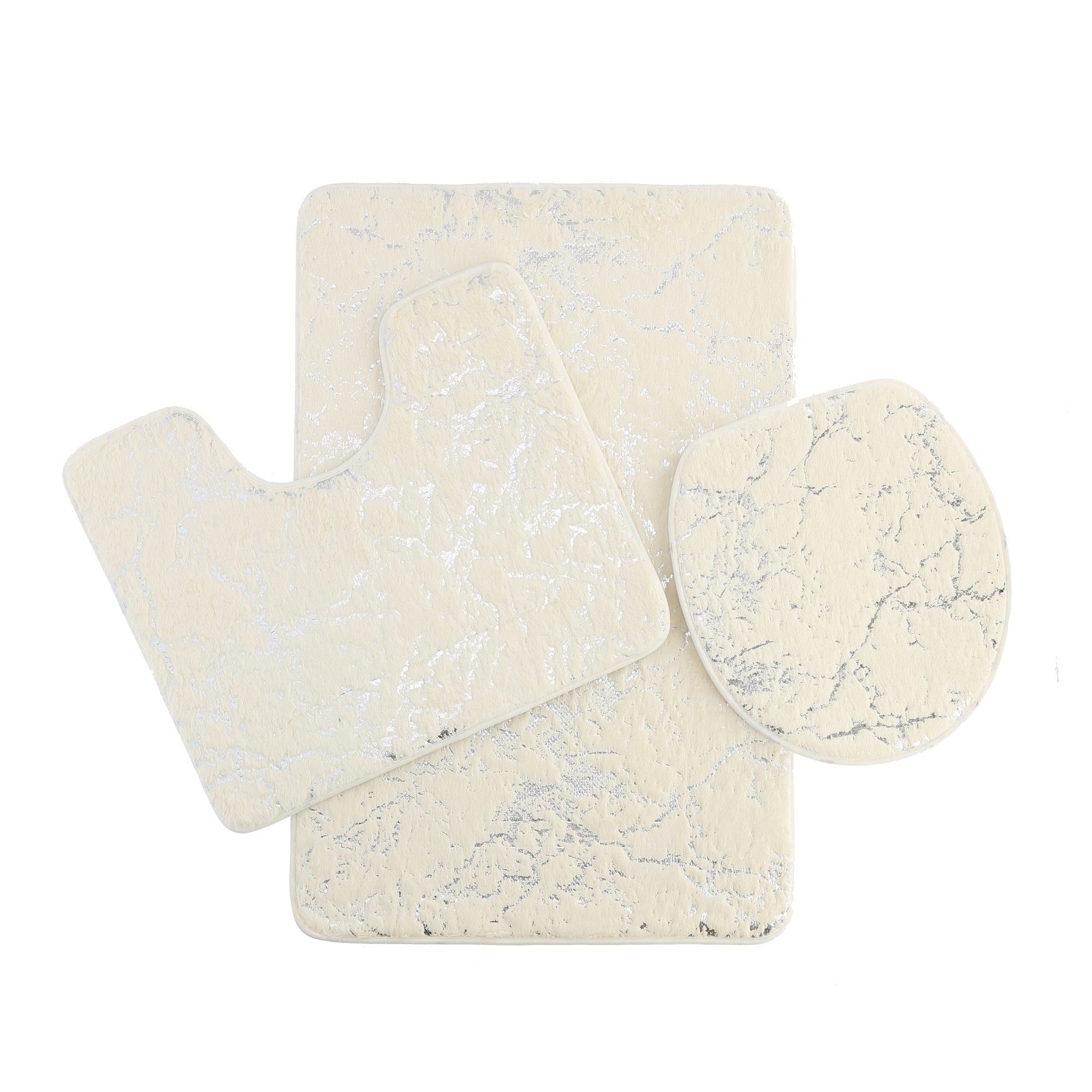 ZELLERFELD Badematte Marmour 3-teiliges Set - rutschfest