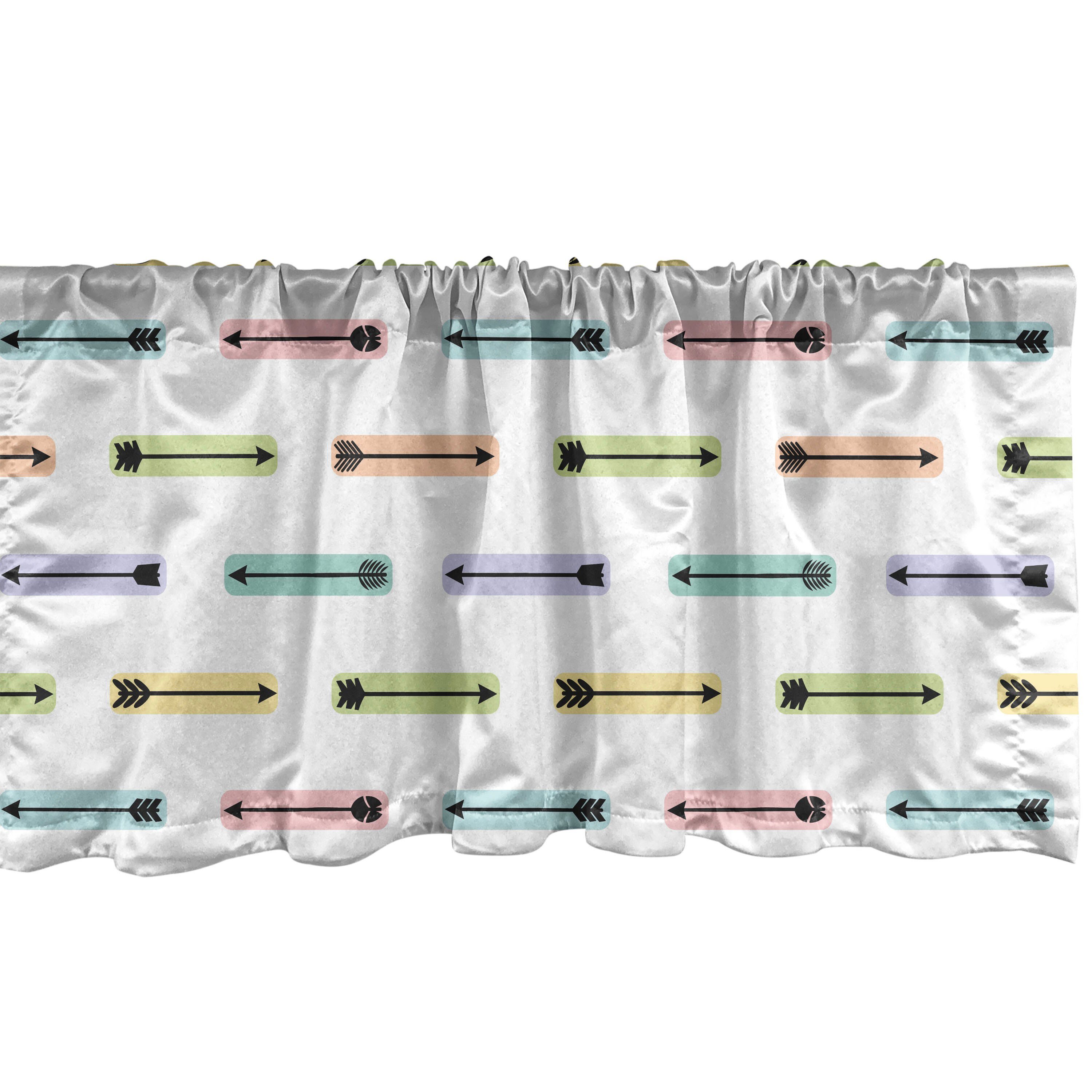 Scheibengardine Vorhang Volant für Küche Schlafzimmer Dekor mit Stangentasche, Abakuhaus, Microfaser, Pfeil Langer Zipfel