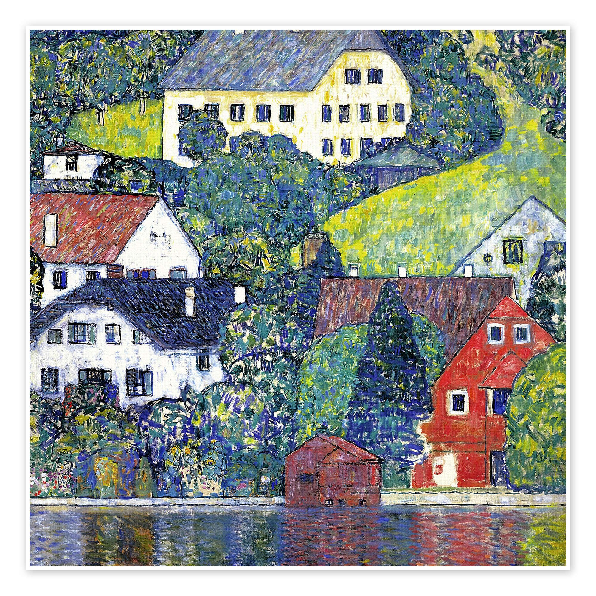 Posterlounge Wandbild Häuser in Unterach am Attersee, Gustav Klimt, erhältlich als Poster, Leinwandbild, Wandsticker oder Acrylglasbild