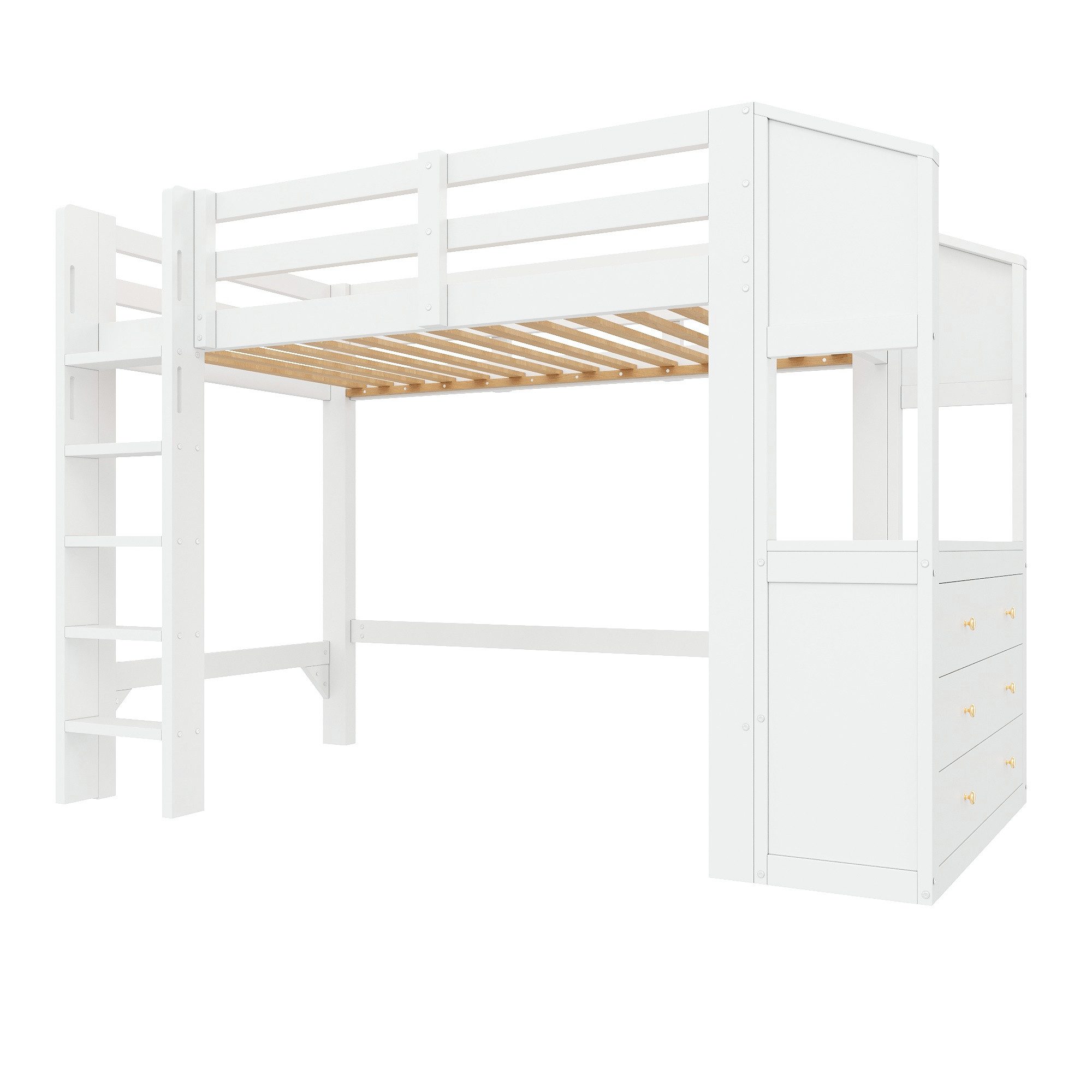Flieks Hochbett Kinderbett 90x200cm mit 3 Schubladen, LED-Beleuchtung – Bild 5 von 5