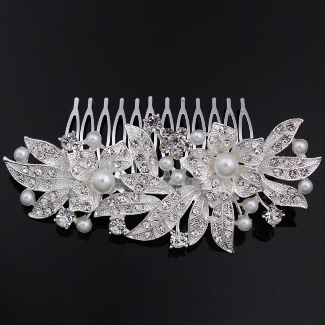 Hochzeit Perlen Luxus Braut Strass Blumen Haarkämme Diadem Kopfbedeckungen GLAMO