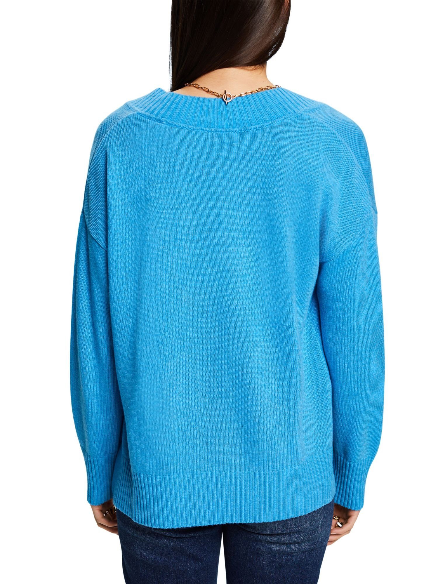 BLUE aus Esprit V-Ausschnitt mit Pullover V-Ausschnitt-Pullover Wolle-Kaschmir-Mix