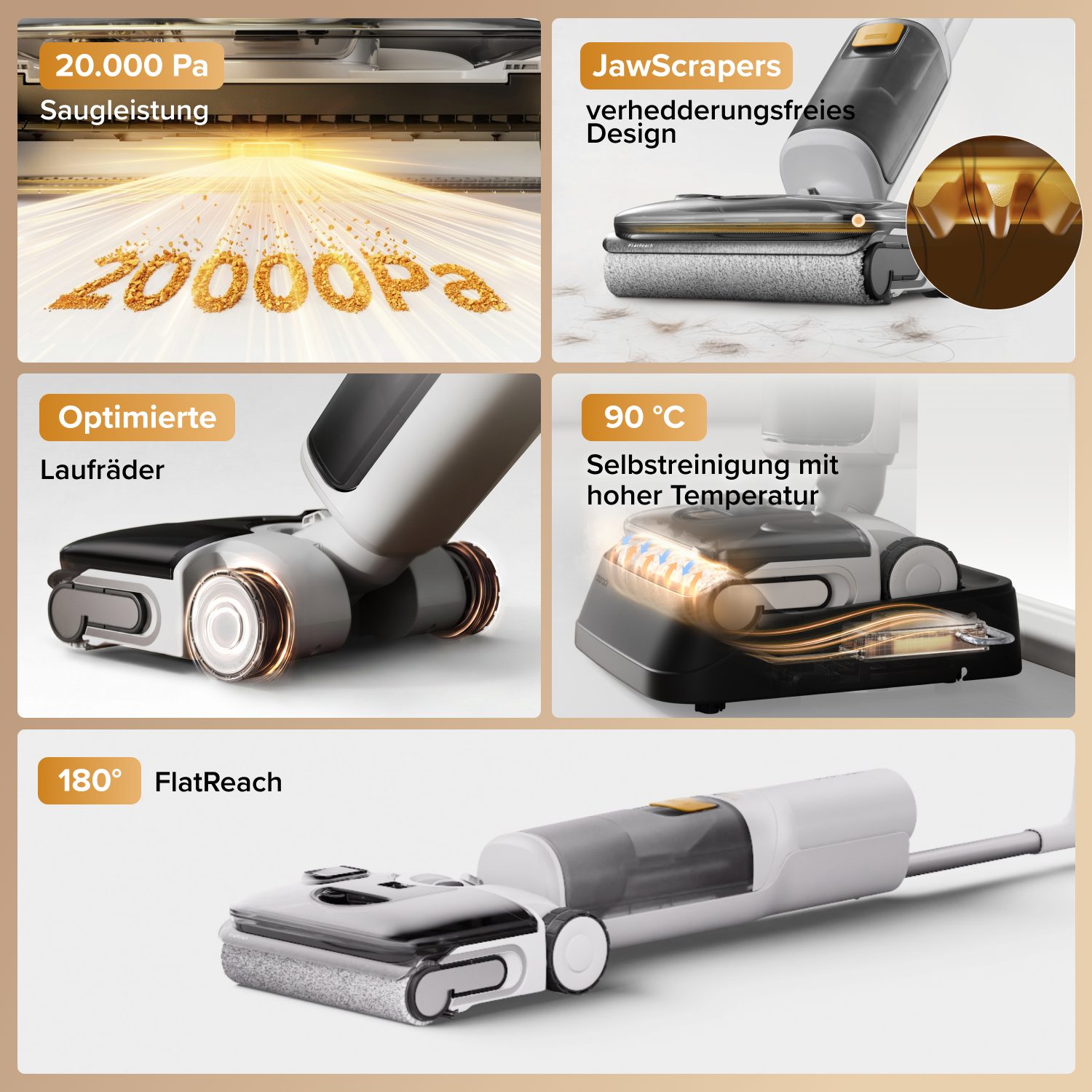 Roborock Nass-Trocken-Akkusauger roborock F25 GT Series, 180°-Flachmodus,Hochtemperatur-Selbstreinigung und Trocknung
