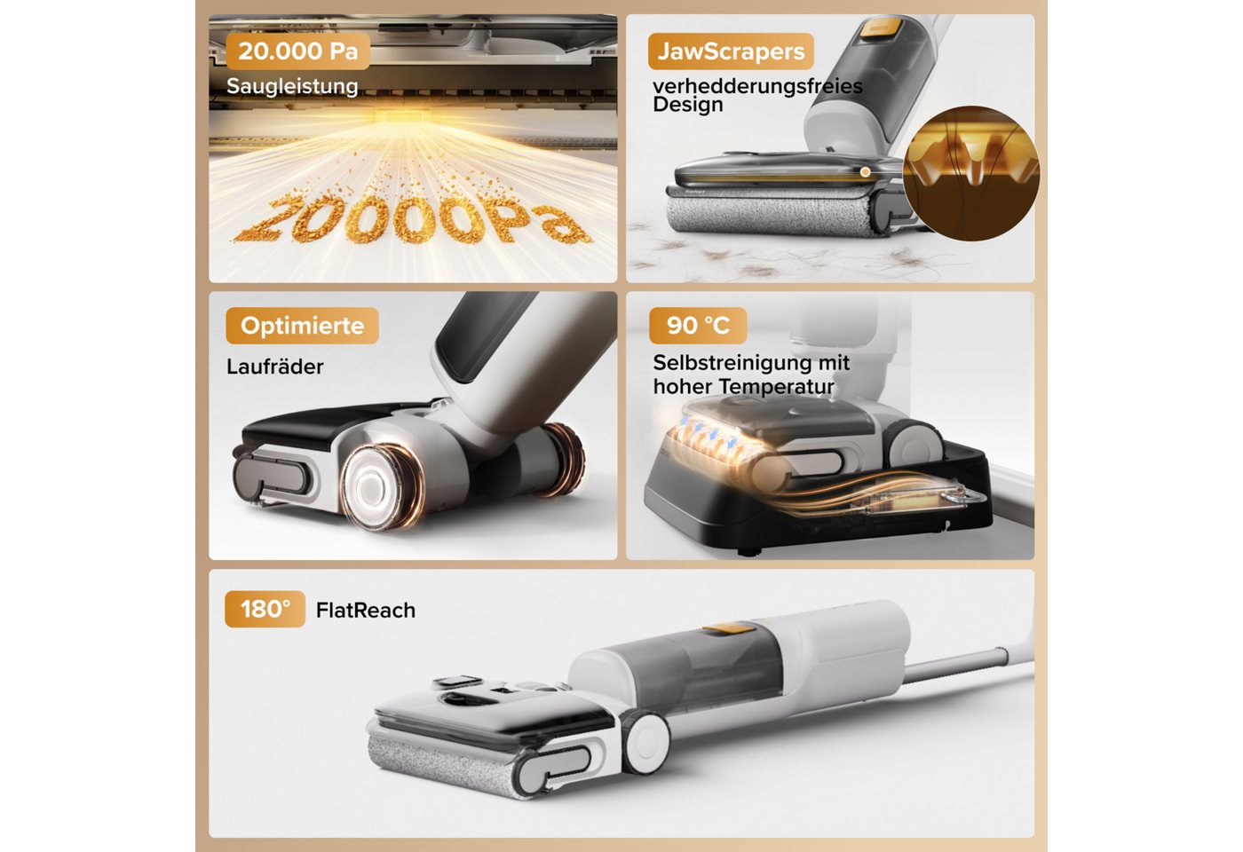 Roborock Nass-Trocken-Akkusauger roborock F25 GT Series, 180°-Flachmodus,Hochtemperatur-Selbstreinigung und Trocknung