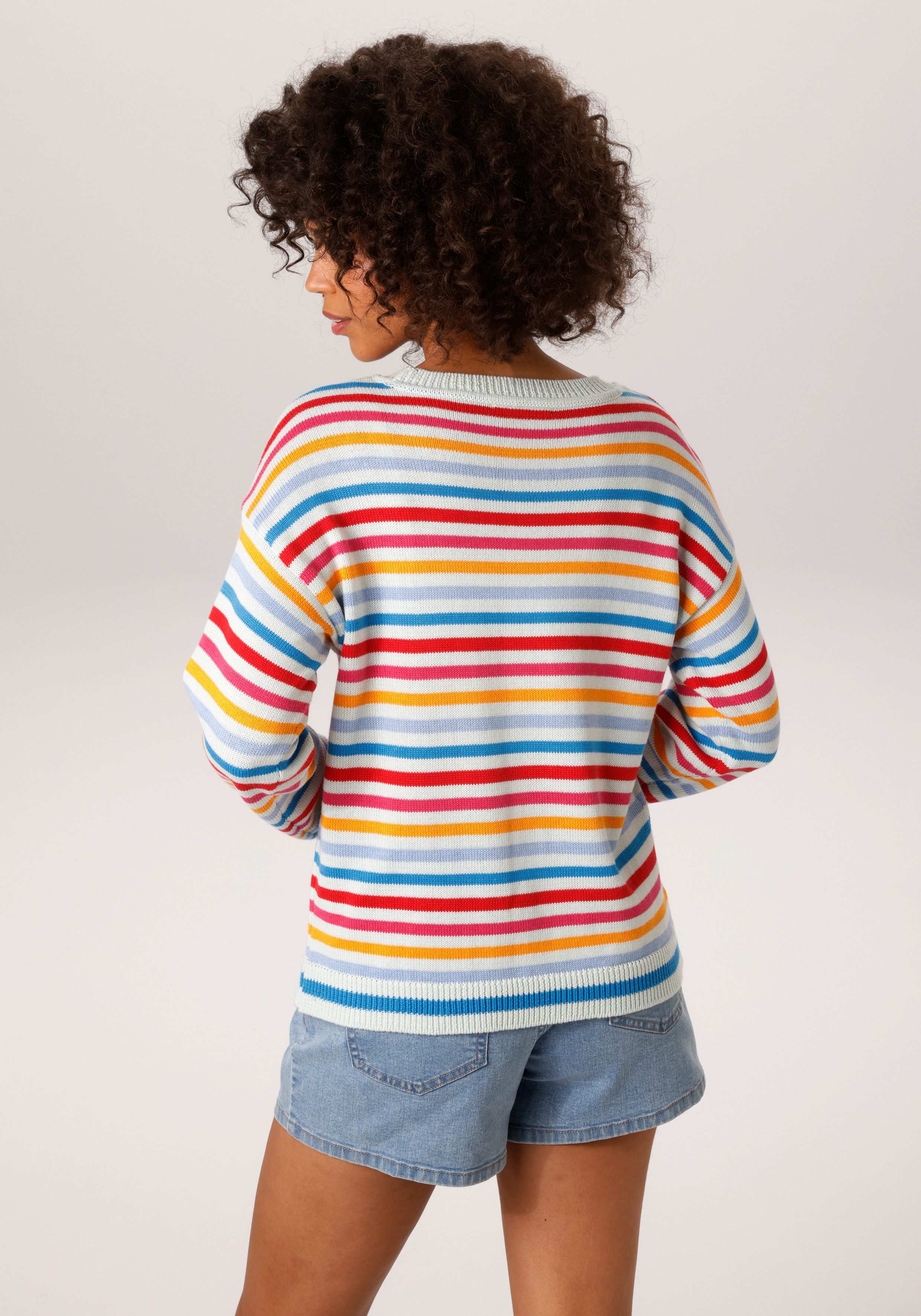 Aniston CASUAL Strickpullover mit farbenfrohen Ringeln - NEUE KOLLEKTION