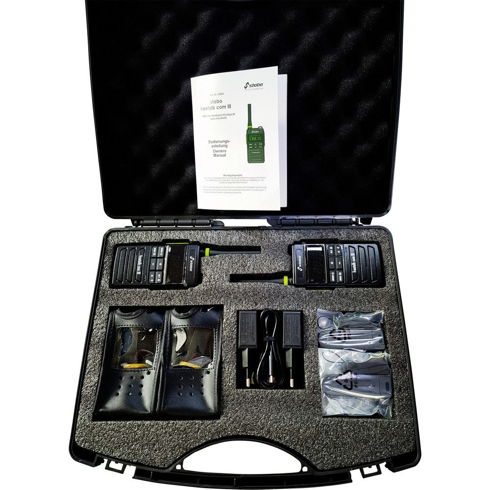 Walkie Talkie Stabo freetalk com III Funkkoffer 20263 PMR-Handfunkgerät 2er Set