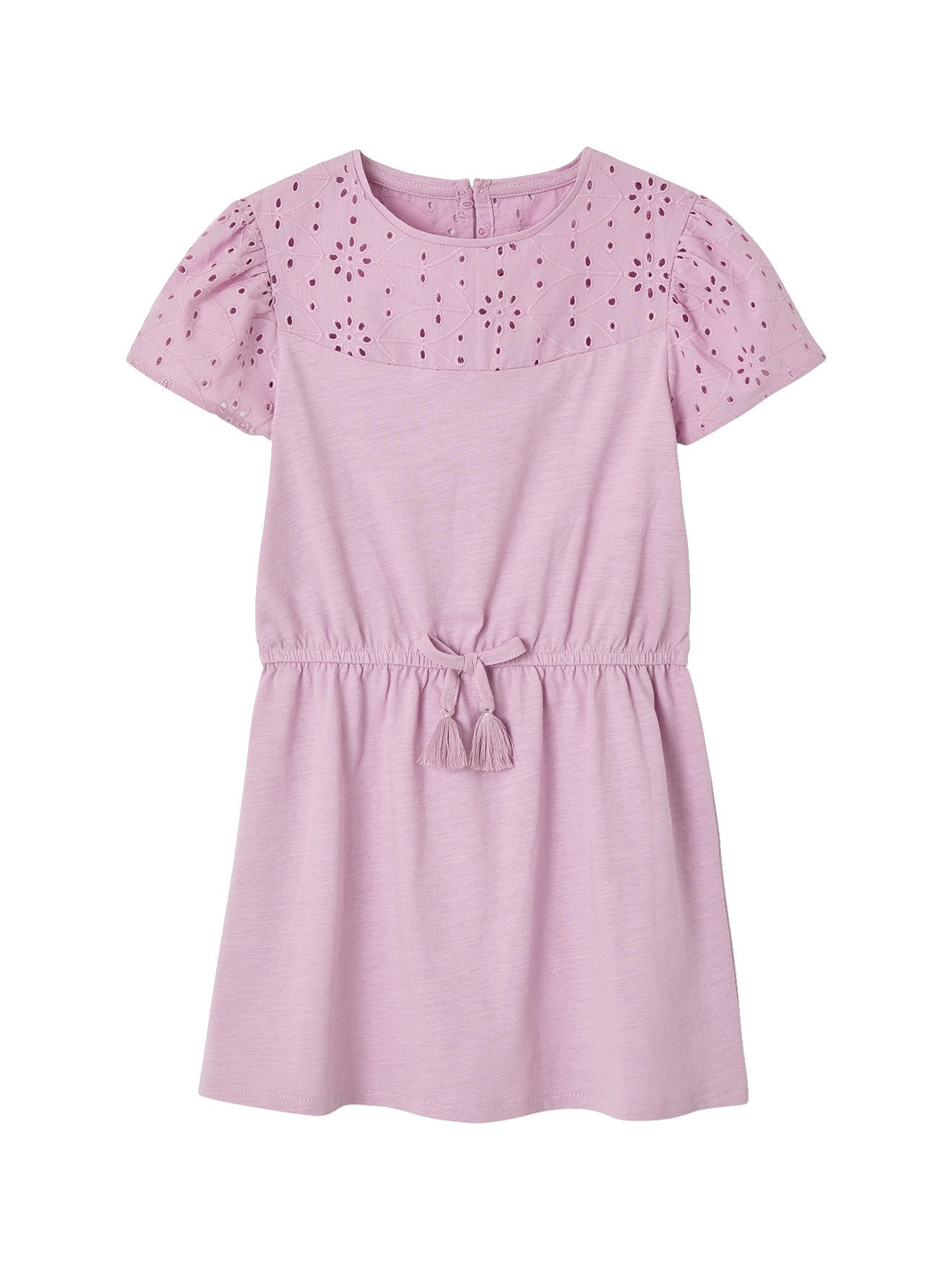 vertbaudet Minikleid Mädchen Kleid mit Lochstickerei Lochstickerei