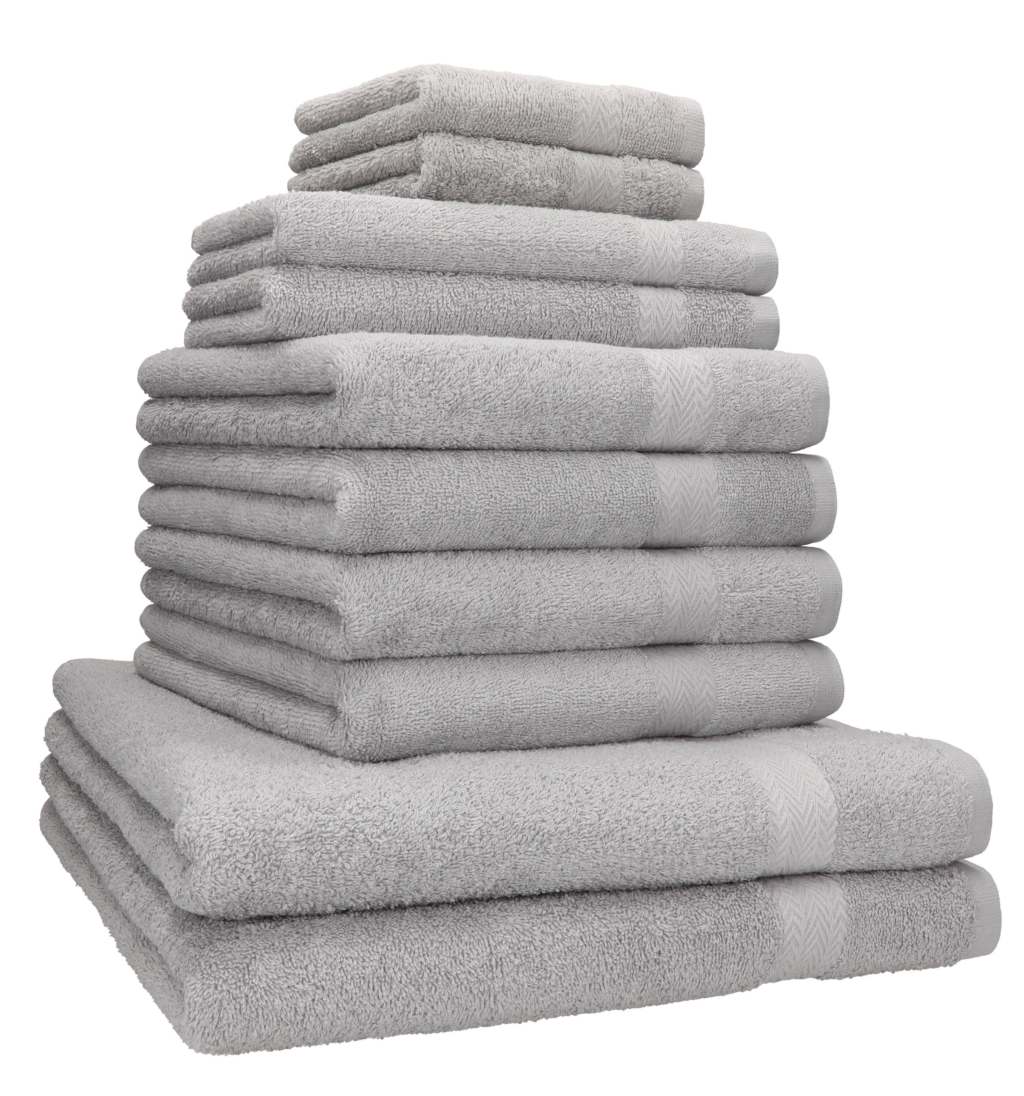 Betz Handtuch Set 10-TLG. Handtuch-Set Classic 100% Baumwolle 2 Duschtücher 4 Handtücher 2 Gästetücher 2 Seiftücher, 100% Baumwolle, (10-tlg) silber