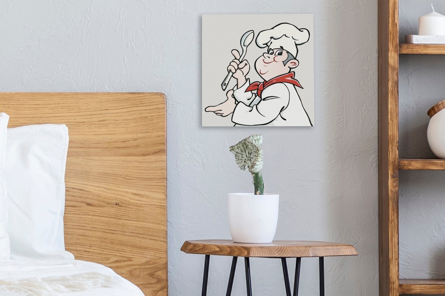Leinwandbild OneMillionCanvasses® Bilder Illustration St), Wohnzimmer Löffel, (1 eines mit Leinwand für Kochs Schlafzimmer einem