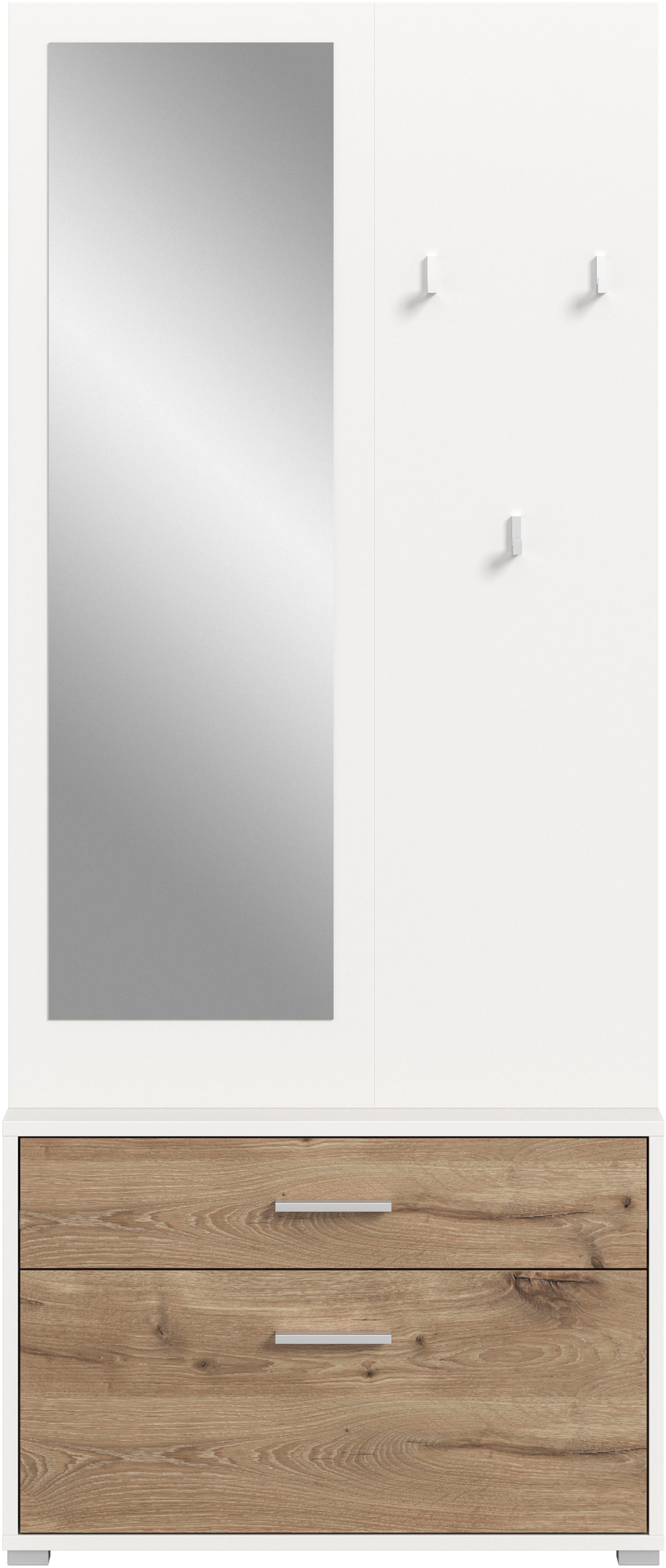 INOSIGN Kompaktgarderobe Morrea, Höhe 190 cm, 1 Schubkästen, 6 Haken, 1 Kleiderstange, 7 Fächer (1-St) schmale Garaderobe, Stauraum, Flur, Diele