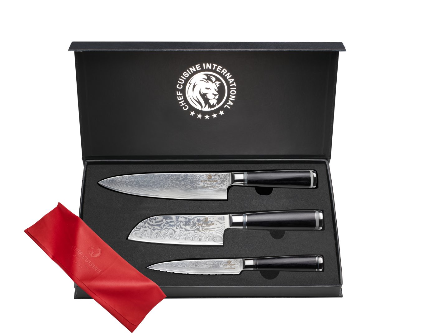 CHEF CUISINE International Kochmesser Damast Profi-Set 3-tlg.