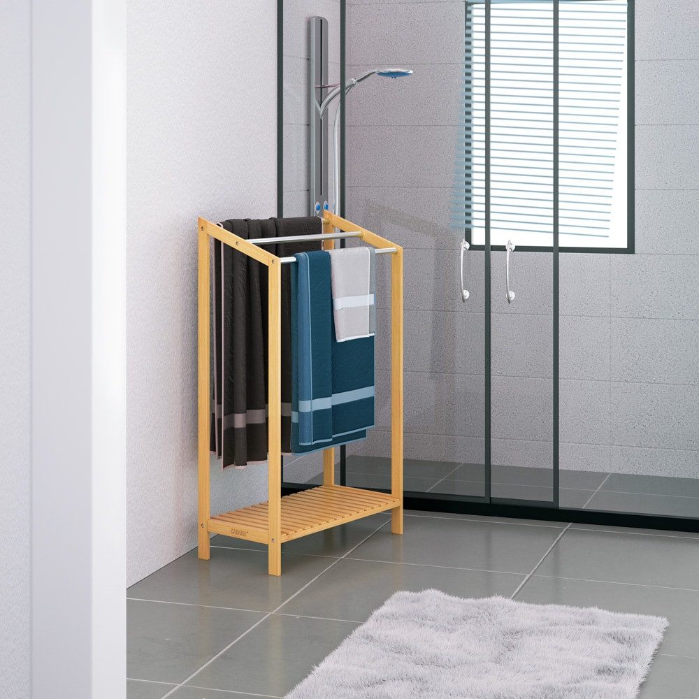 Casaria Handtuchständer, Stehend Bambus Holz Handtuchhalter Ohne Bohren 3 S günstig online kaufen