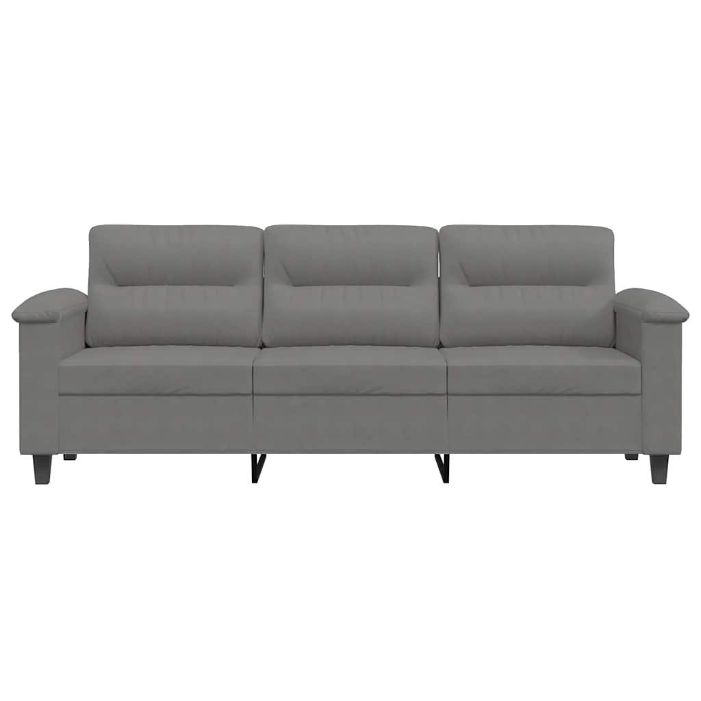 vidaXL Sofa 3-Sitzer-Sofa Dunkelgrau 180 cm Mikrofasergewebe, 1 Teile – Bild 3 von 5