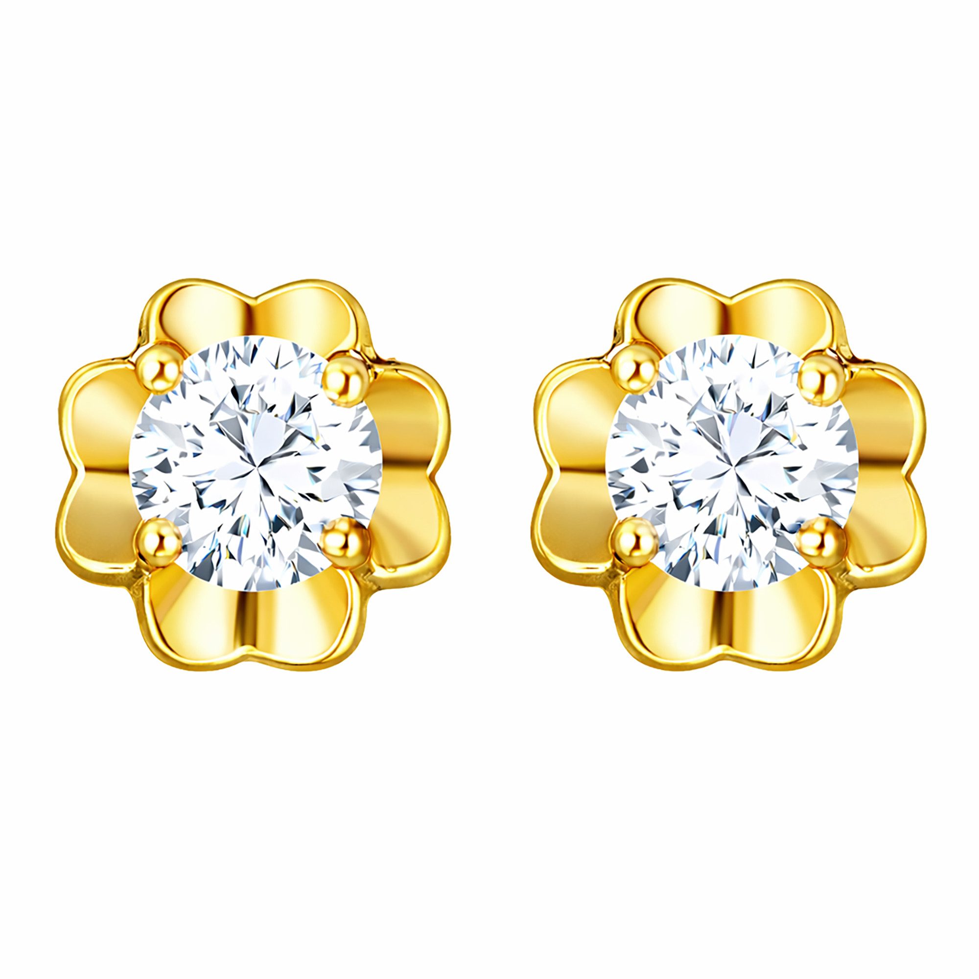 LÖB Paar Ohrstecker 750er 18 Karat Gold vergoldet Ohrringe Ohrstecker Blume günstig online kaufen