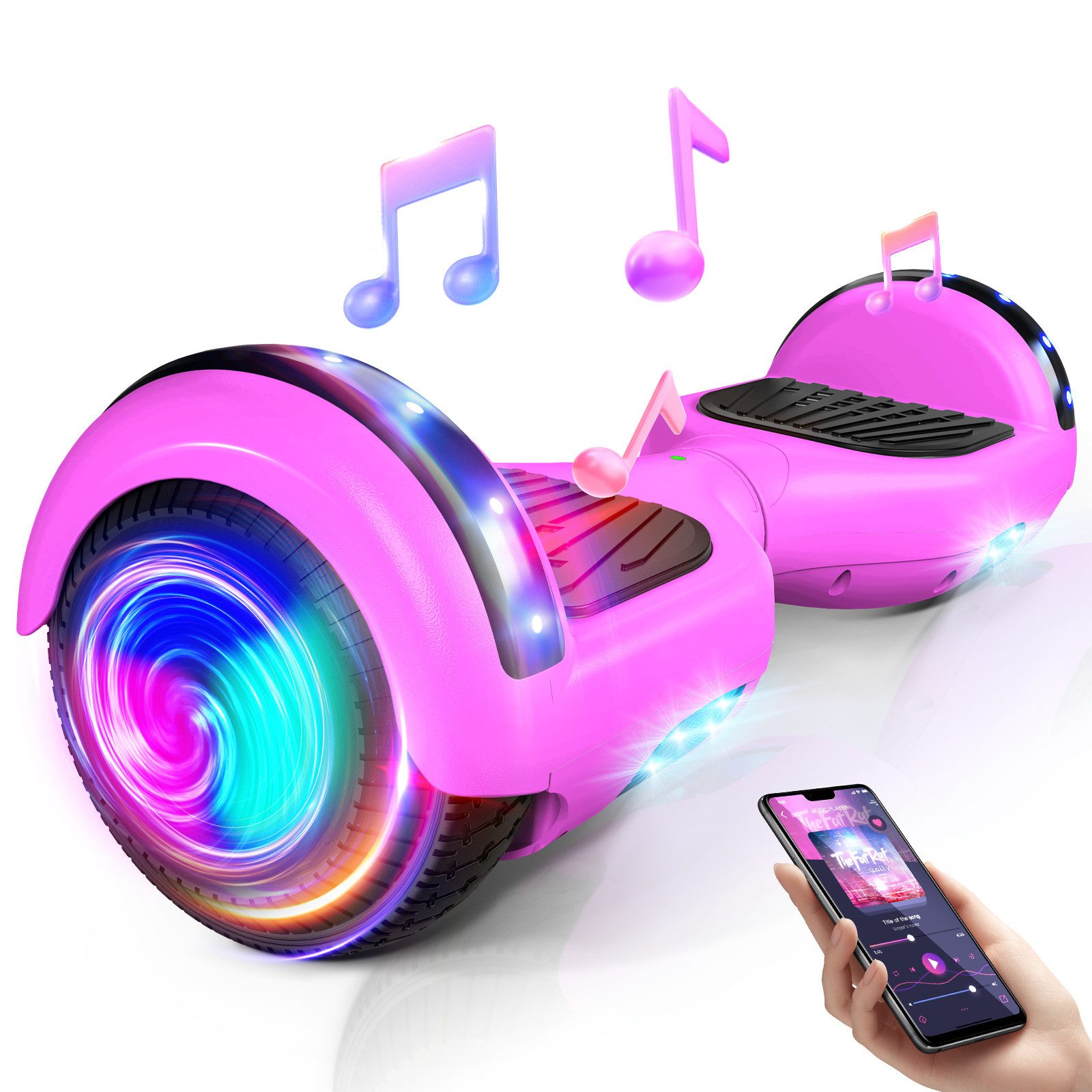 SISIGAD Balance Scooter 6,5 Zoll Dualmotorräder, Hoverboard mit LED-Licht, Smart Bluetooth, 10 km/h, Hoverboard mit LED Lichter Bluetooth,Geschenk für Kinder