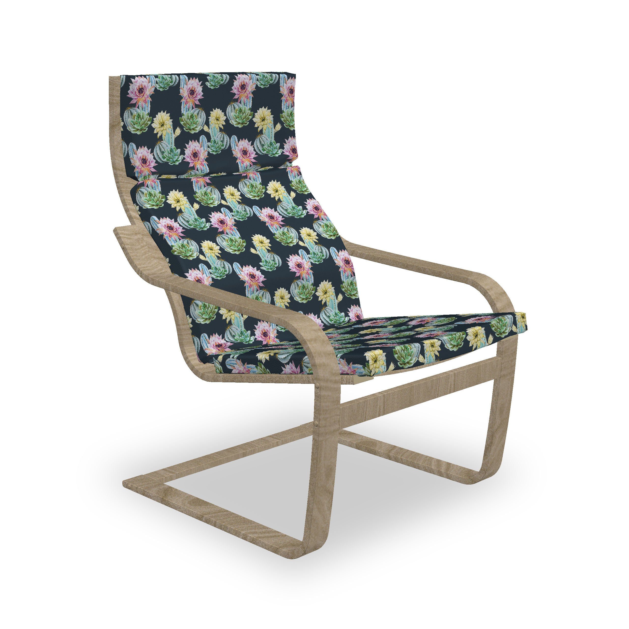 Hakenschlaufe Stil Abakuhaus Sitzkissen und Foliage mit Stuhlkissen Aquarell Stuhlkissen Reißverschluss, mit Kaktus