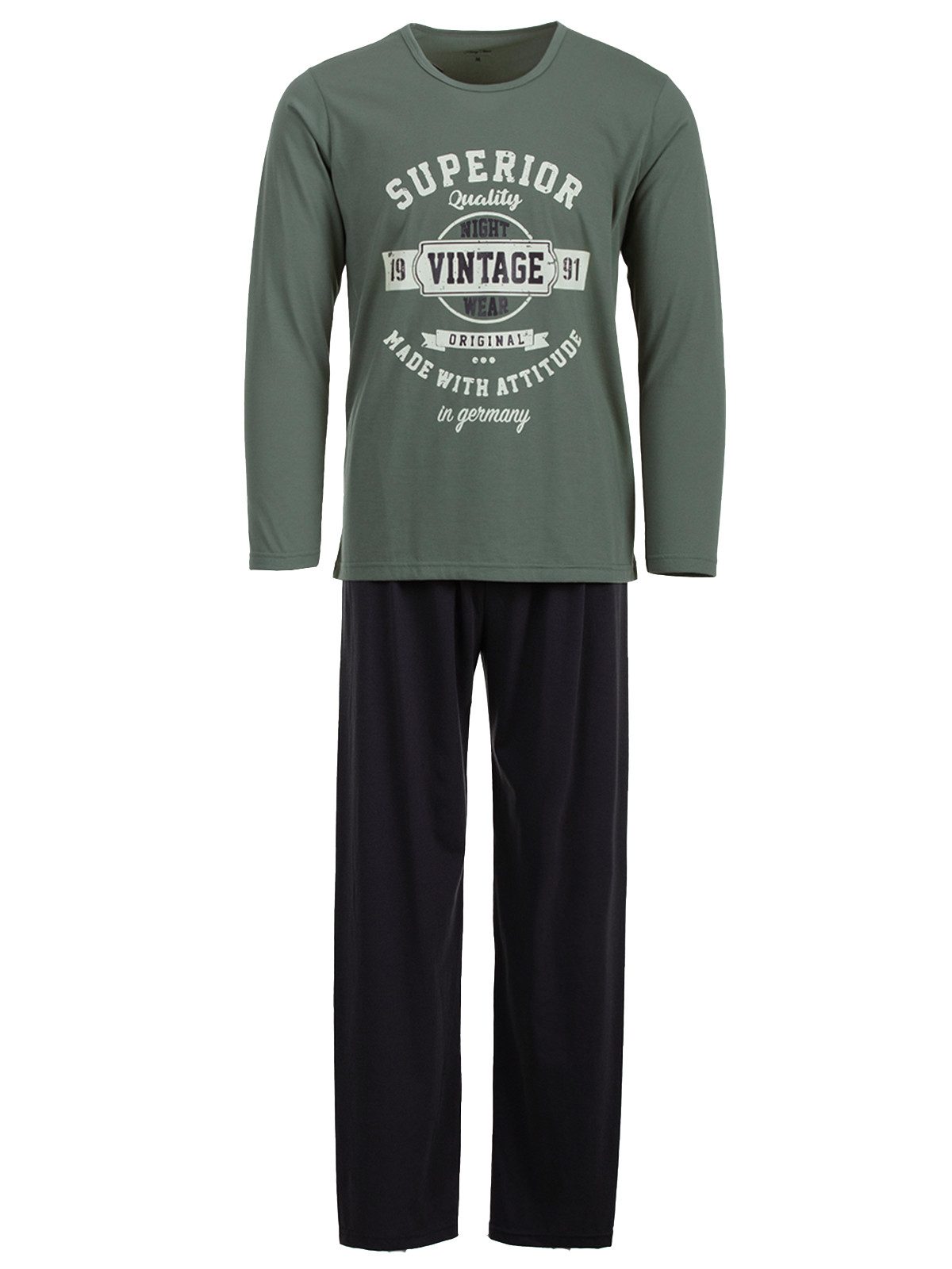 Henry Terre Schlafanzug Pyjama Set Langarm - Vintage Hose Anthrazit günstig online kaufen