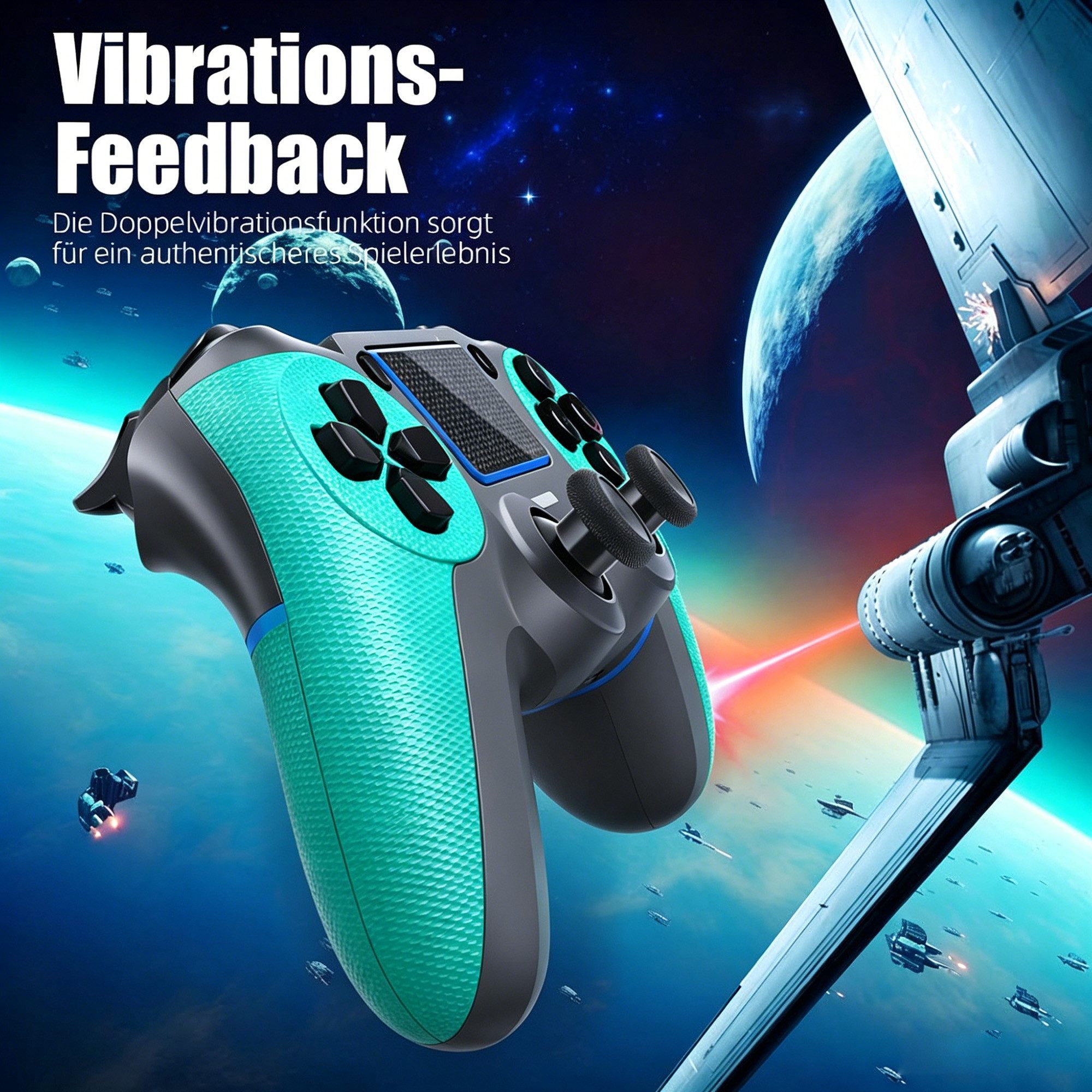 Luckice Gamecontroller, PS4 Controller, Dualshock,Wireless PC-Controller Gamepad (Set, 1 St., 6-Achsen-Gyrosensor Doppelvibration Share-Funktion integrierter)