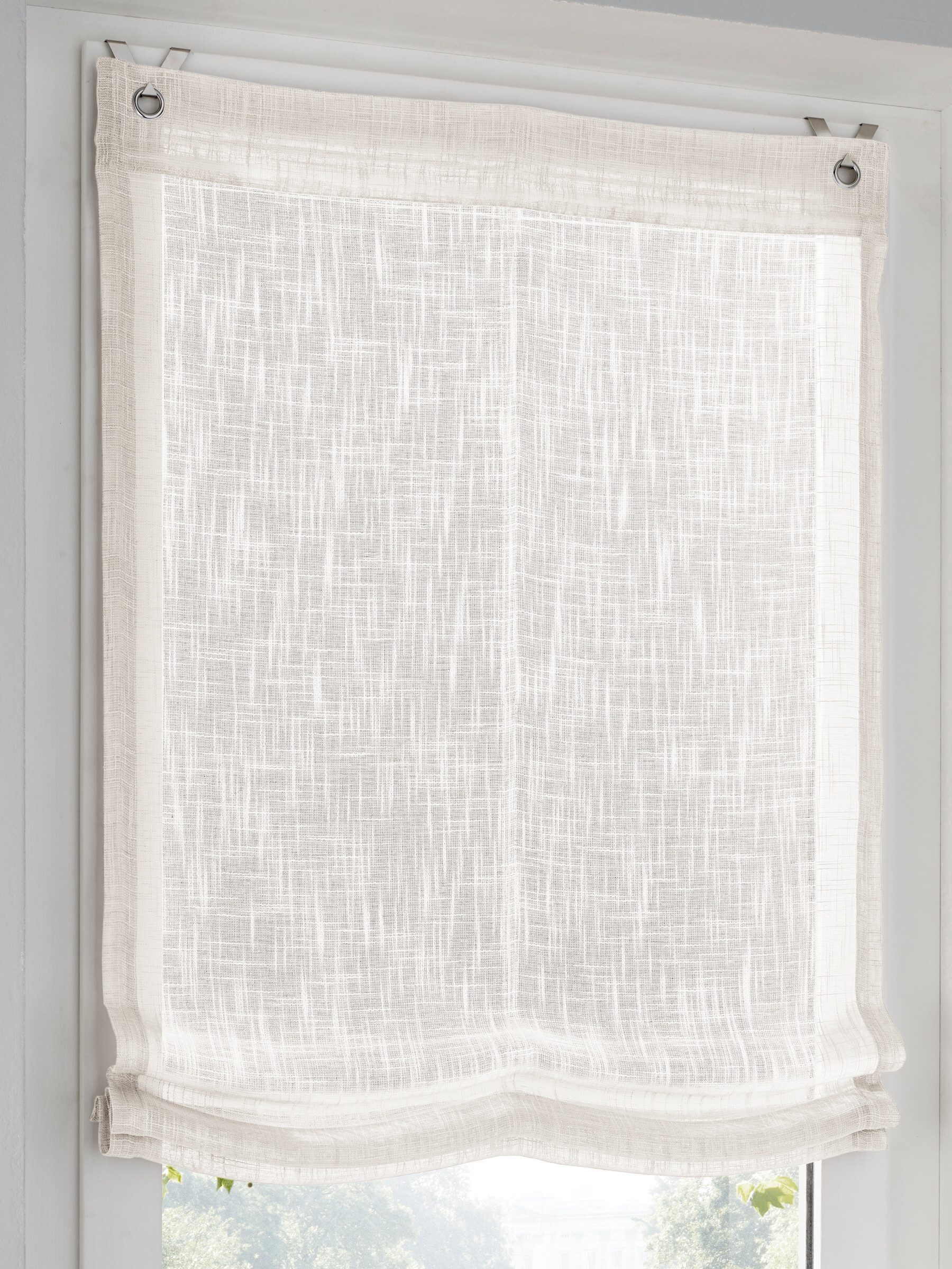 Rollo Raffrollo, heine, halbtransparent, Ösen mit Fensterhaken