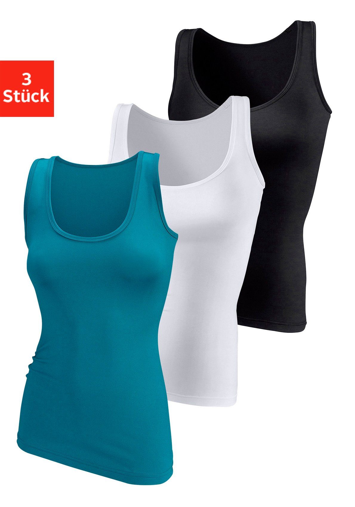 Vivance Active by Lascana Unterhemd (3er-Pack) aus weicher Microfaser, Tanktop, Unterziehshirt