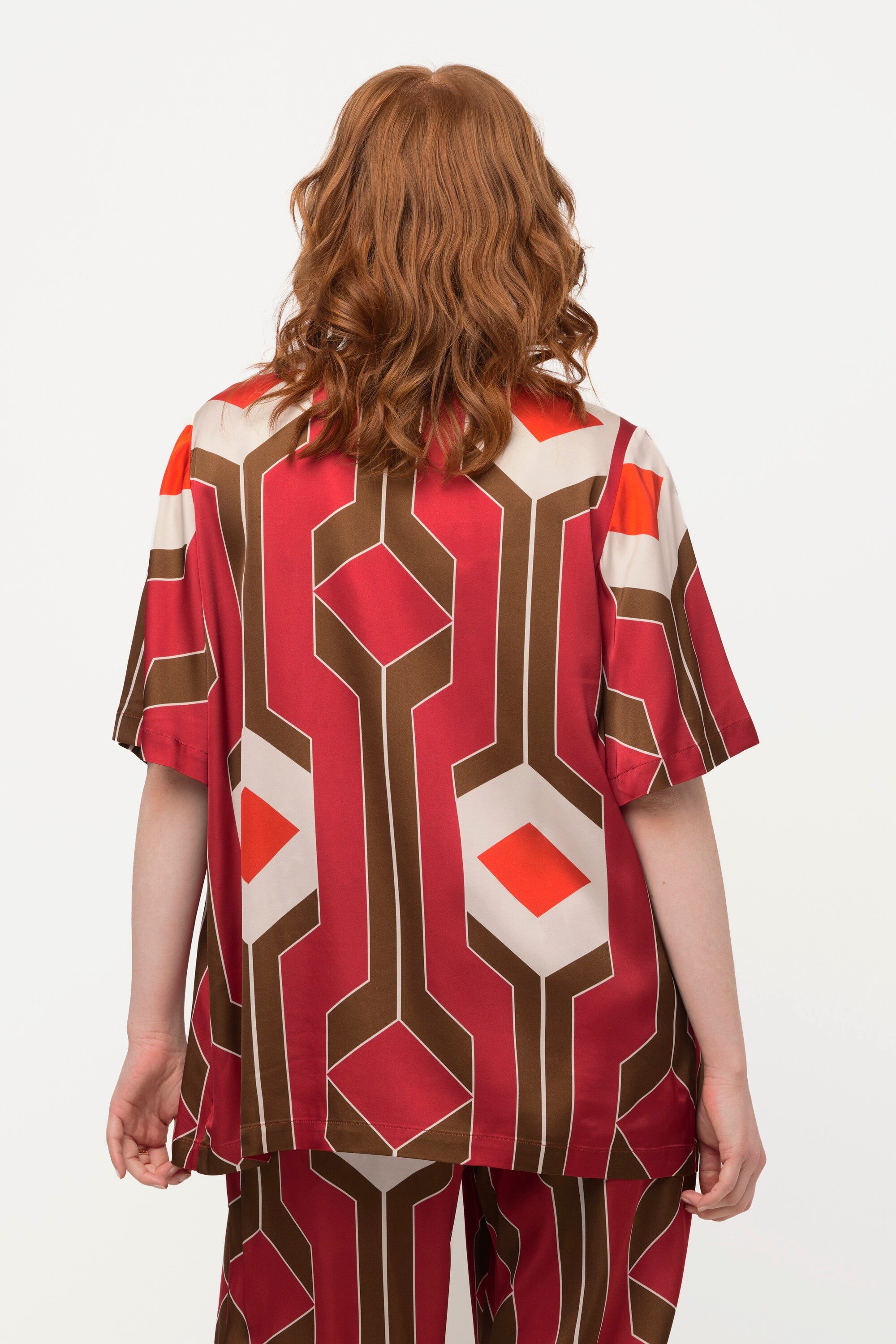 Ulla Popken Tunika Tunika Retro-Design A-Linie Tunika-Ausschnitt
