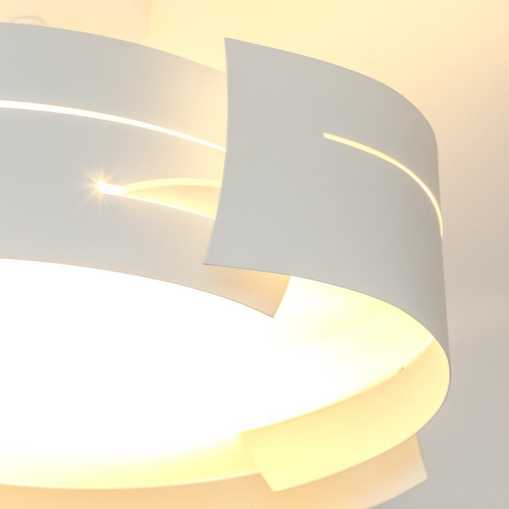 hofstein Deckenleuchte aus Weiß, 3xE27 Leuchtmittel, Metall/Glas Deckenlampe ohne in »Spano« runde