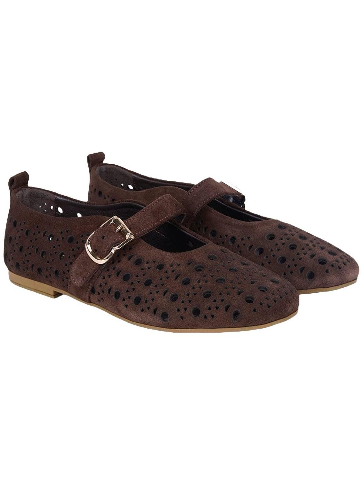 Desa DESA Damen-Ballerinas aus perforiertem Mary-Jane-Wildleder Ballettschuh