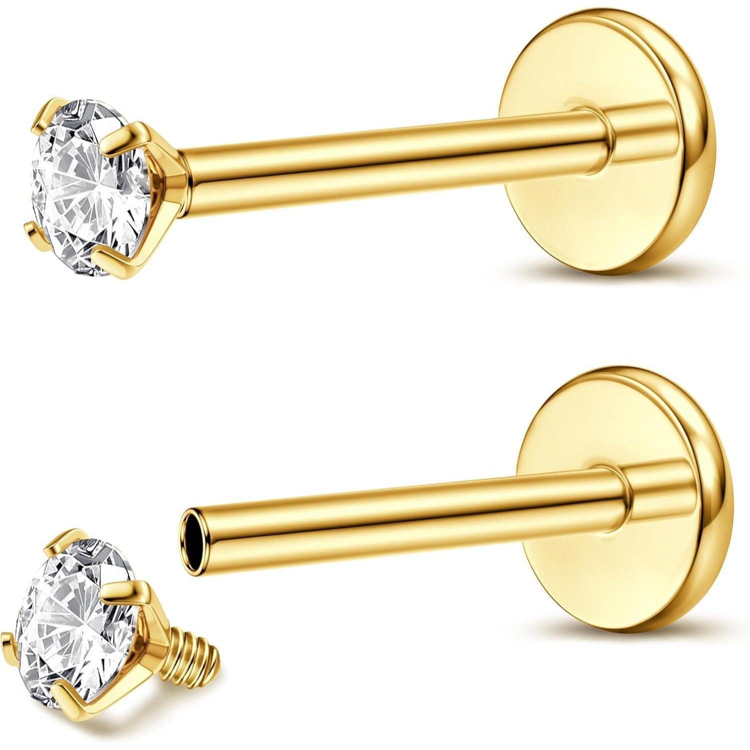 LuxusKollektion Schmuckset Piercing Labret Titan G23 Innengewinde Medusa Conch Ohr Gold-18G-8MM