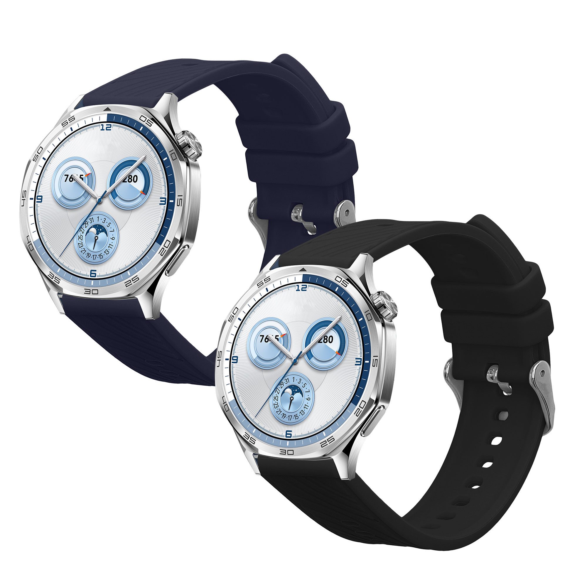 kwmobile 2x Uhrenarmband für Huawei Watch GT5 46mm / GT5 Pro 46mm Armband Smartwatch, 2-tlg., Fitnesstracker Band Set aus TPU Silikon - Ersatzarmband Smartwatch