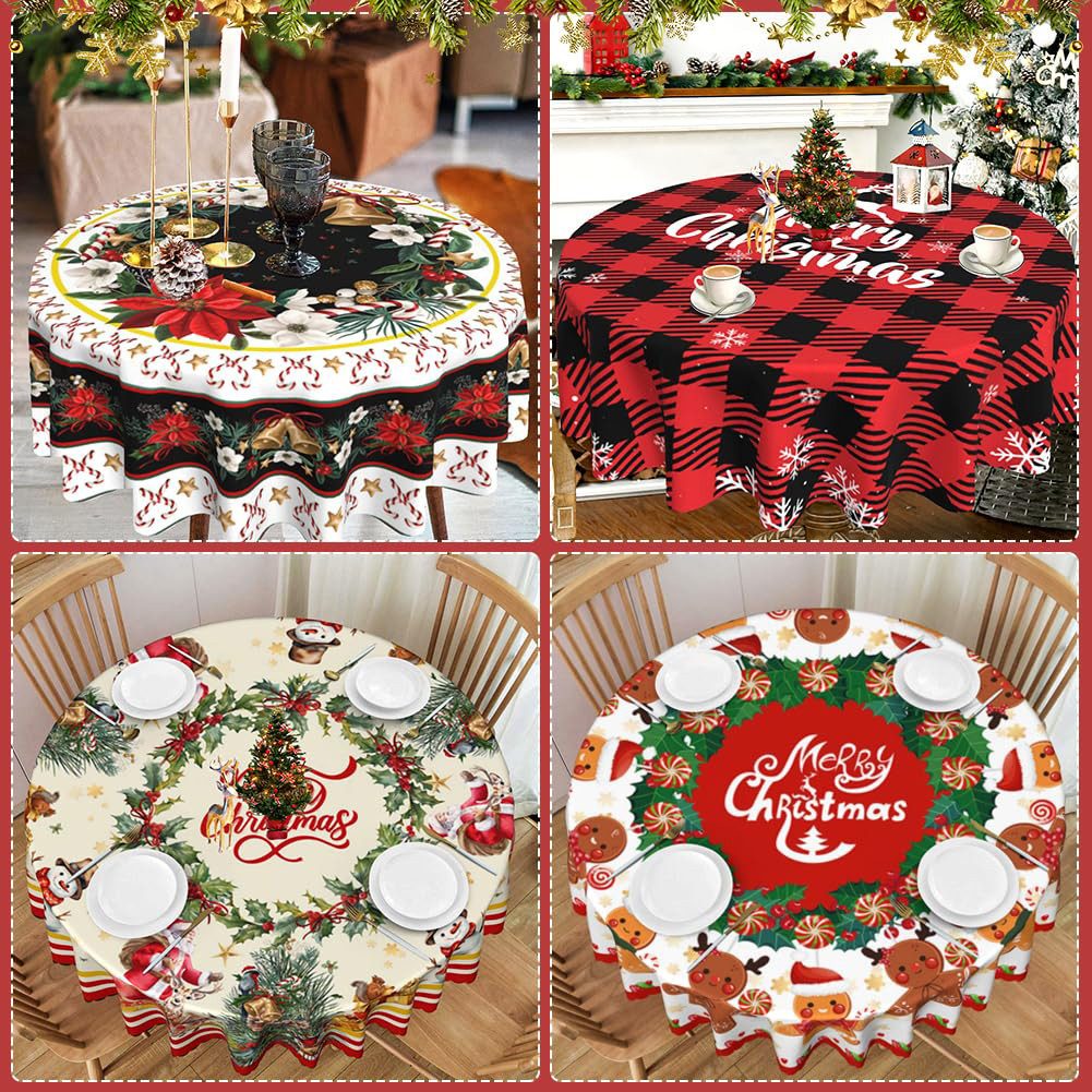 CLTYQ Tischdecke Weihnachtstischdecke,Tischdecke rund,Schneeflocken Tischde günstig online kaufen