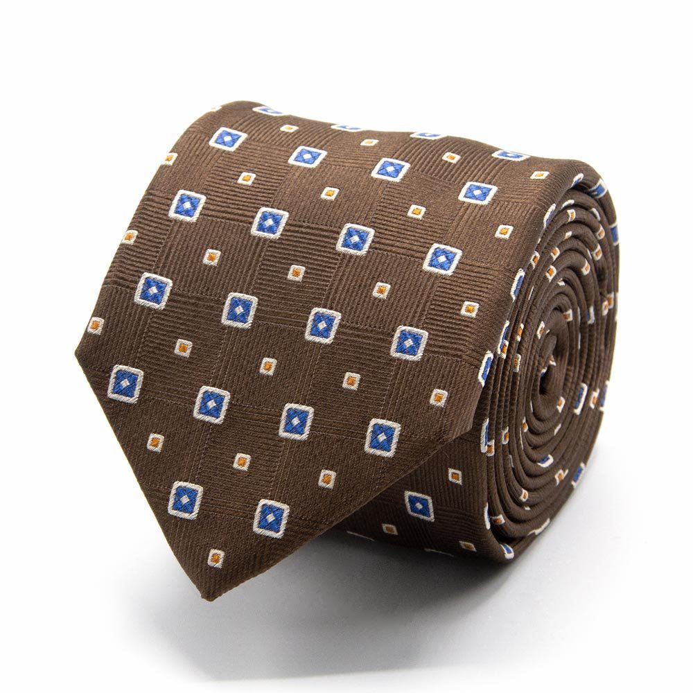 BGENTS Krawatte Seiden-Jacquard Krawatte mit geometrischem Muster Breit (8cm) Dunkelbraun
