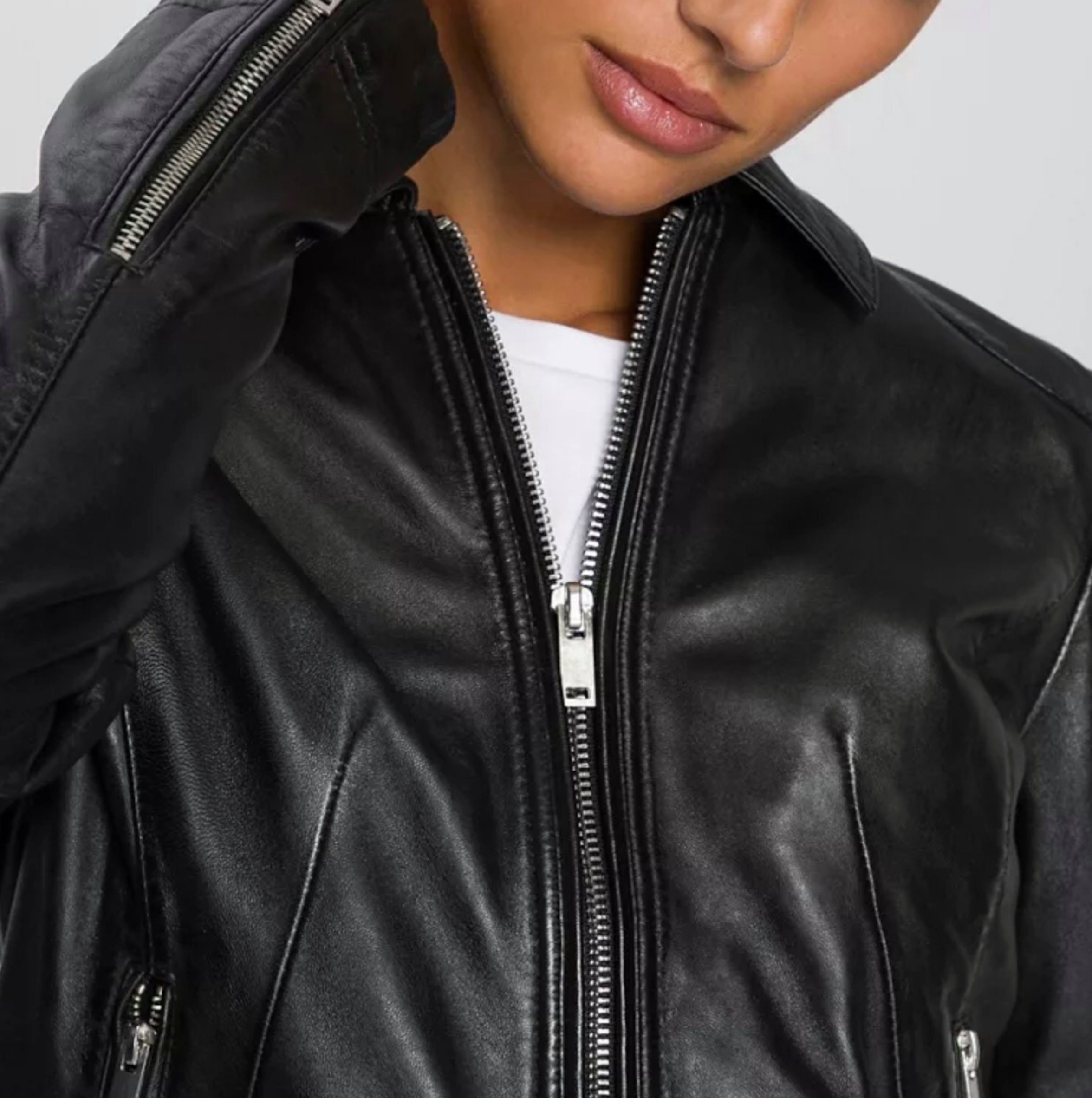 Keskin Collection Lederjacke Keskin Collection Lederjacke Blazer Leder Damen Lammnappa Schwarz Rot