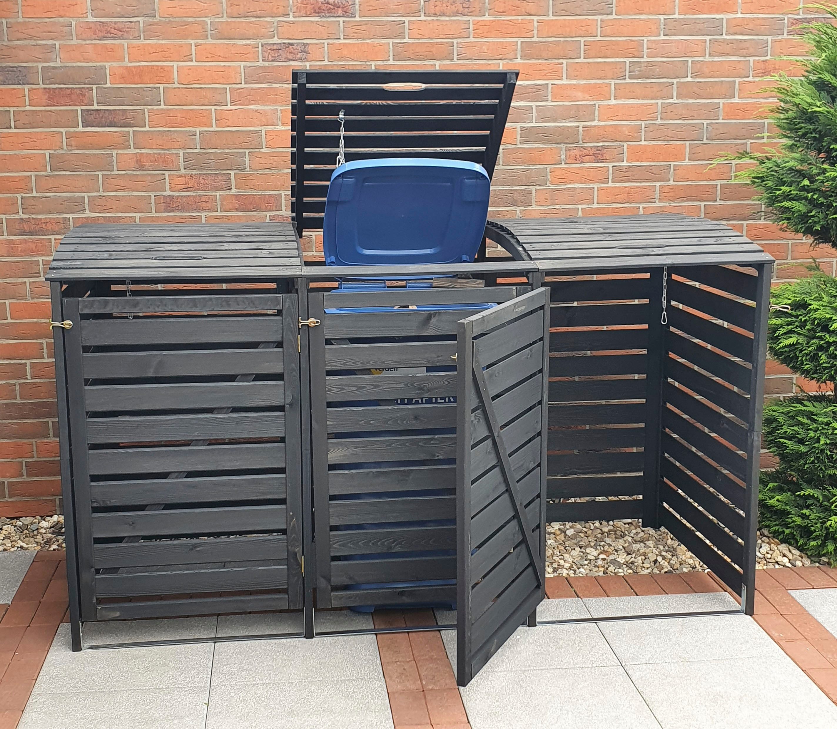 promadino Mülltonnenbox Vario V, für 3 x 240 l, anthrazit – Bild 5 von 5