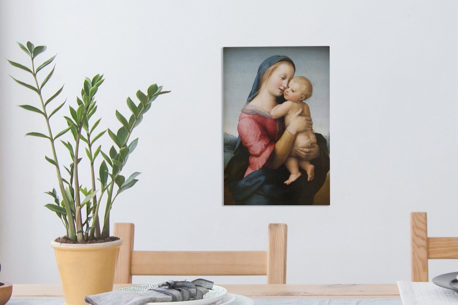 Raffael, bespannt 20x30 inkl. OneMillionCanvasses® Gemälde fertig Gemälde, Leinwandbild Madonna Tempi von (1 - St), cm Zackenaufhänger, Leinwandbild