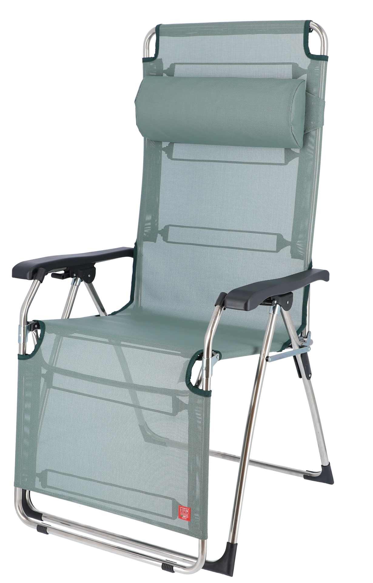 Fiam Gartenliege Amida XXL aus Aluminium, Salbei, stufenlos verstellbar, mit Nackenrolle