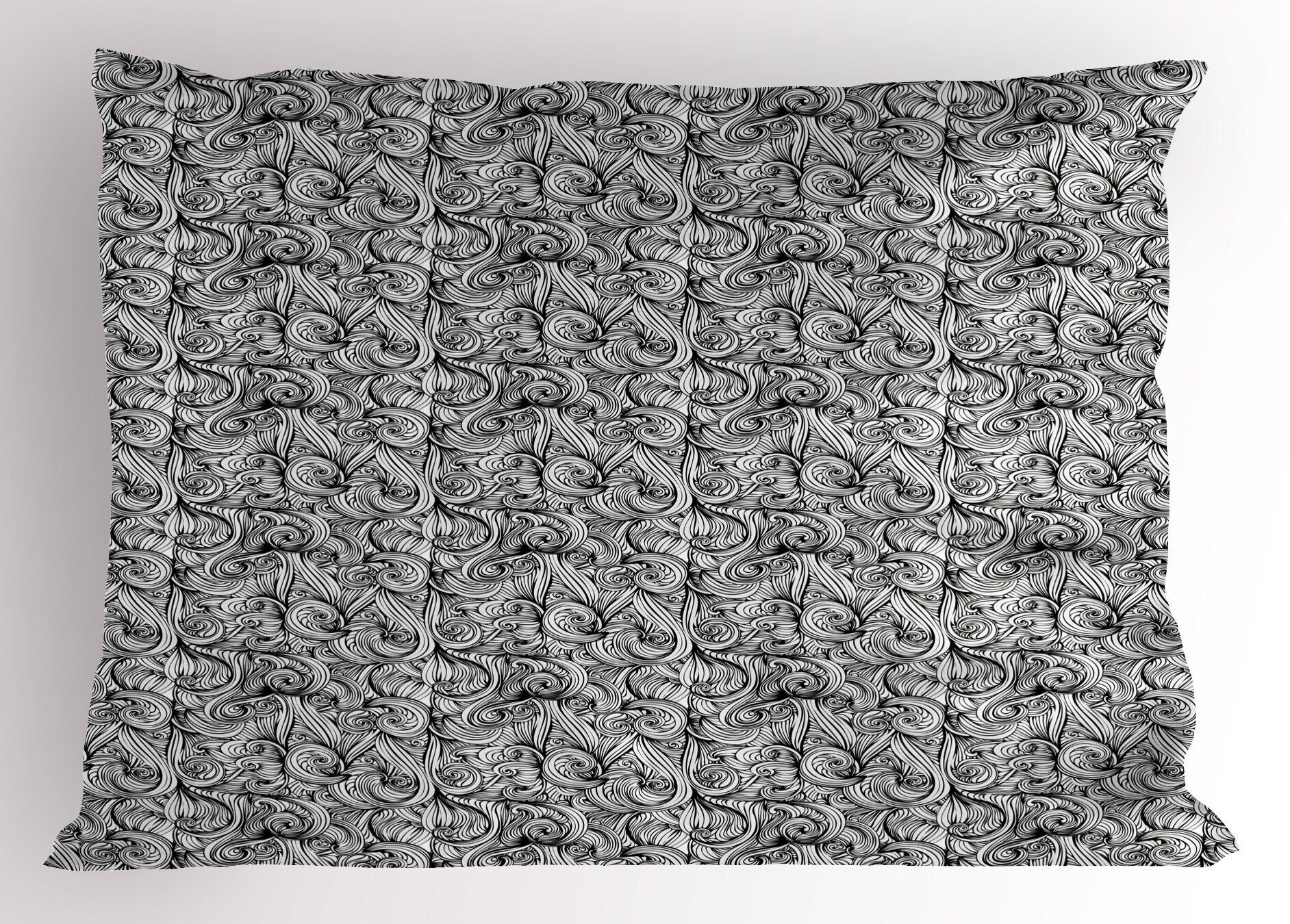 Waves Abstrakt Standard Dekorativer Curlicue Size Abakuhaus Kissenbezüge (1 Kissenbezug, King Stück), wie Haare Gedruckter