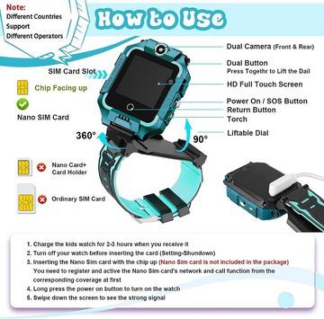 LiveGo Smartwatch (Android, iOS), Telefon mit 360° Drehbarem,GPS-Tracker,3-12 Jährige Schüler Sicheres