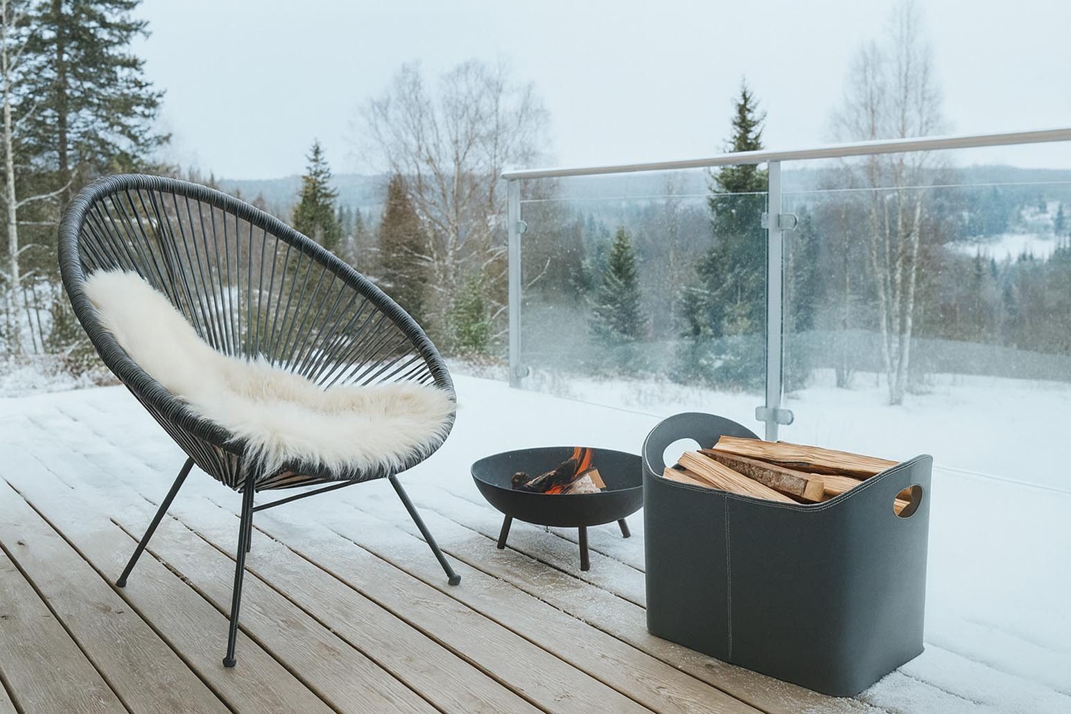 Kobolo Kaminholzkorb Holztrage in grau aus Kunstleder günstig online kaufen